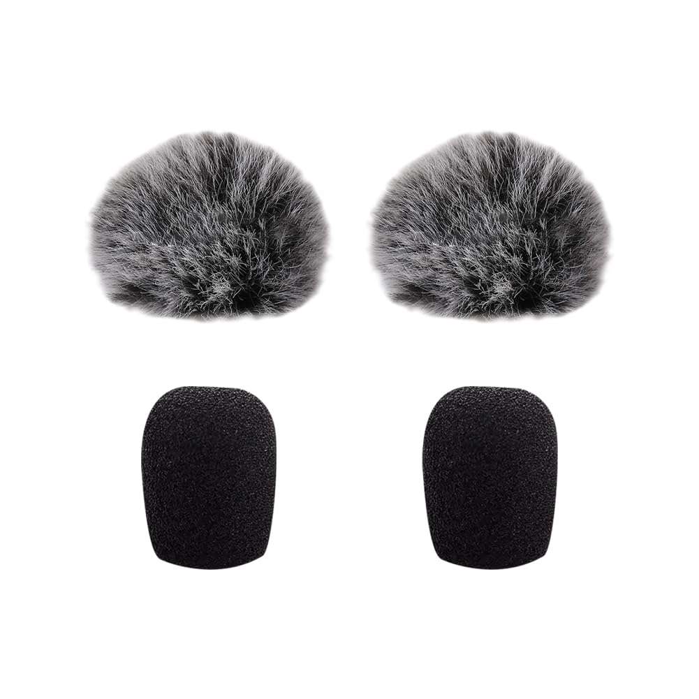 4 Pcs Black Microphone Windscreens Foam Mic Covers Furry Headset Covers Lapel Mic Sponge Covers Small Size Microphone Covers for Noise Reduction 1