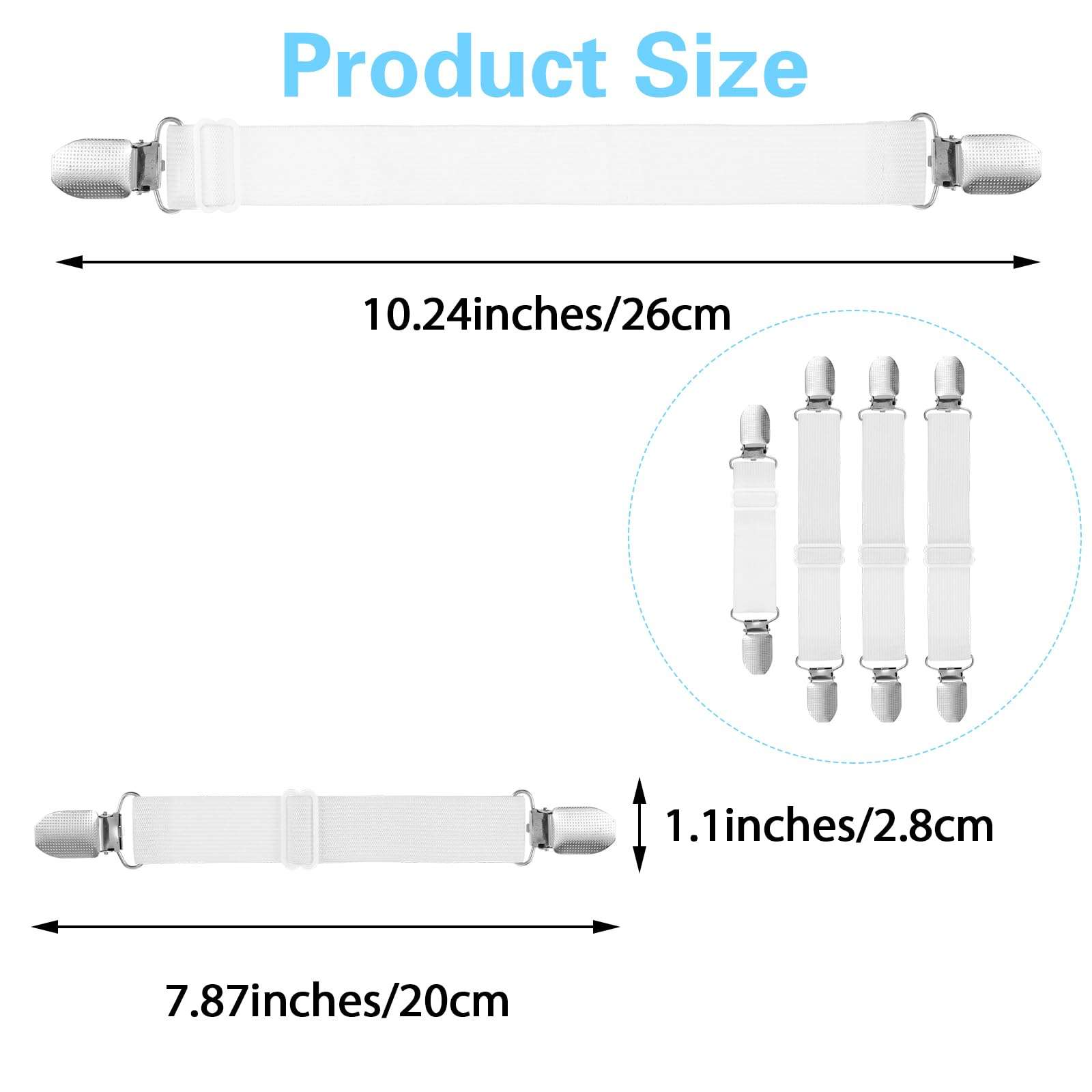 Ironing Board Cover Pad 4 PCS Mini Suspenders Hanger over Covers With Padding Standard Size Hook Braces Fasteners Cord Holder For Accessories Plate Sheet Hold Cushion Clip Flat and Secure Tension Clip 3