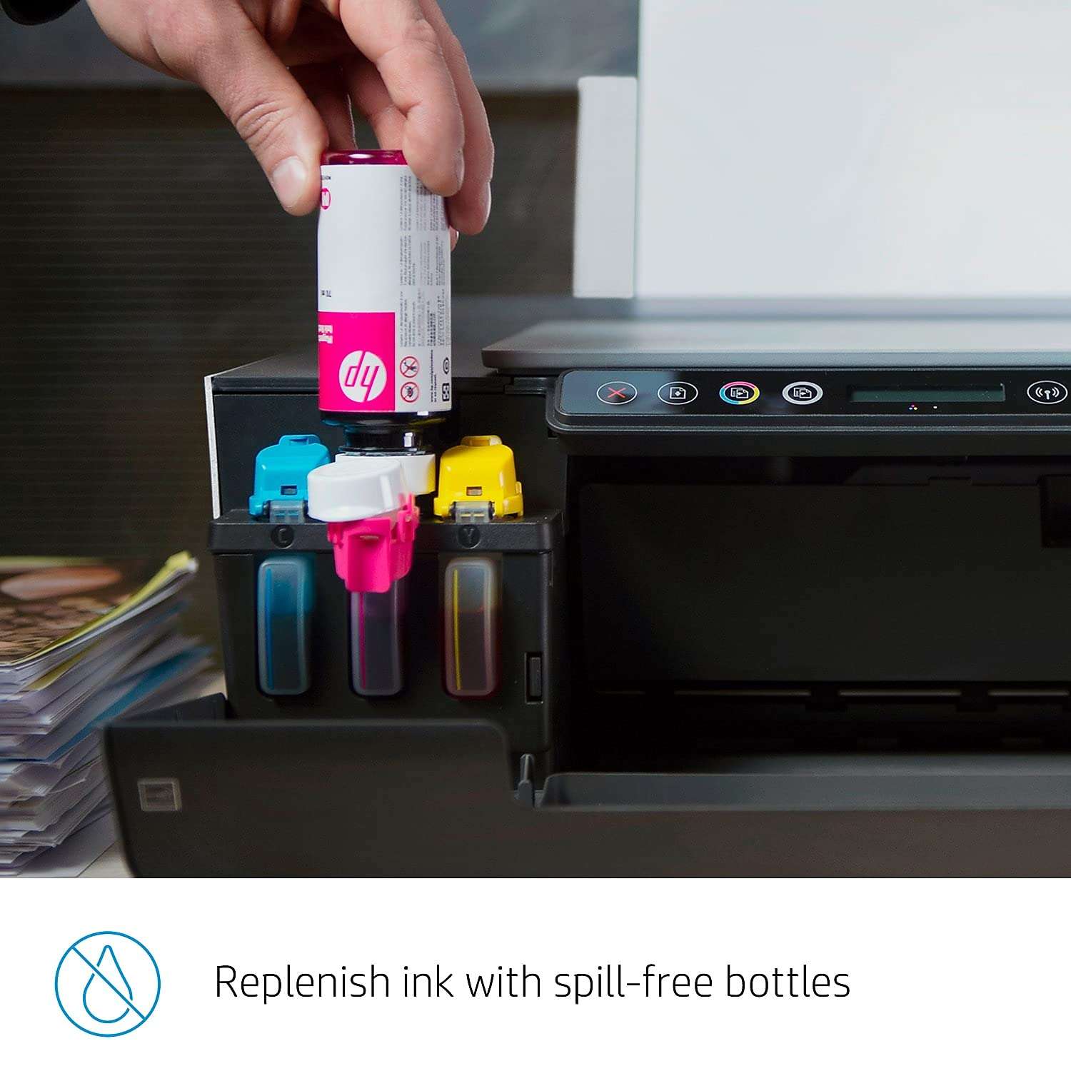 HP Smart -Tank Plus 551 Wireless All-in-One Ink -Tank Printer, up to 2 Years of Ink in Bottles, Mobile Remote Print, Scan, Copy, White, Works with Alexa (6HF11A) 5