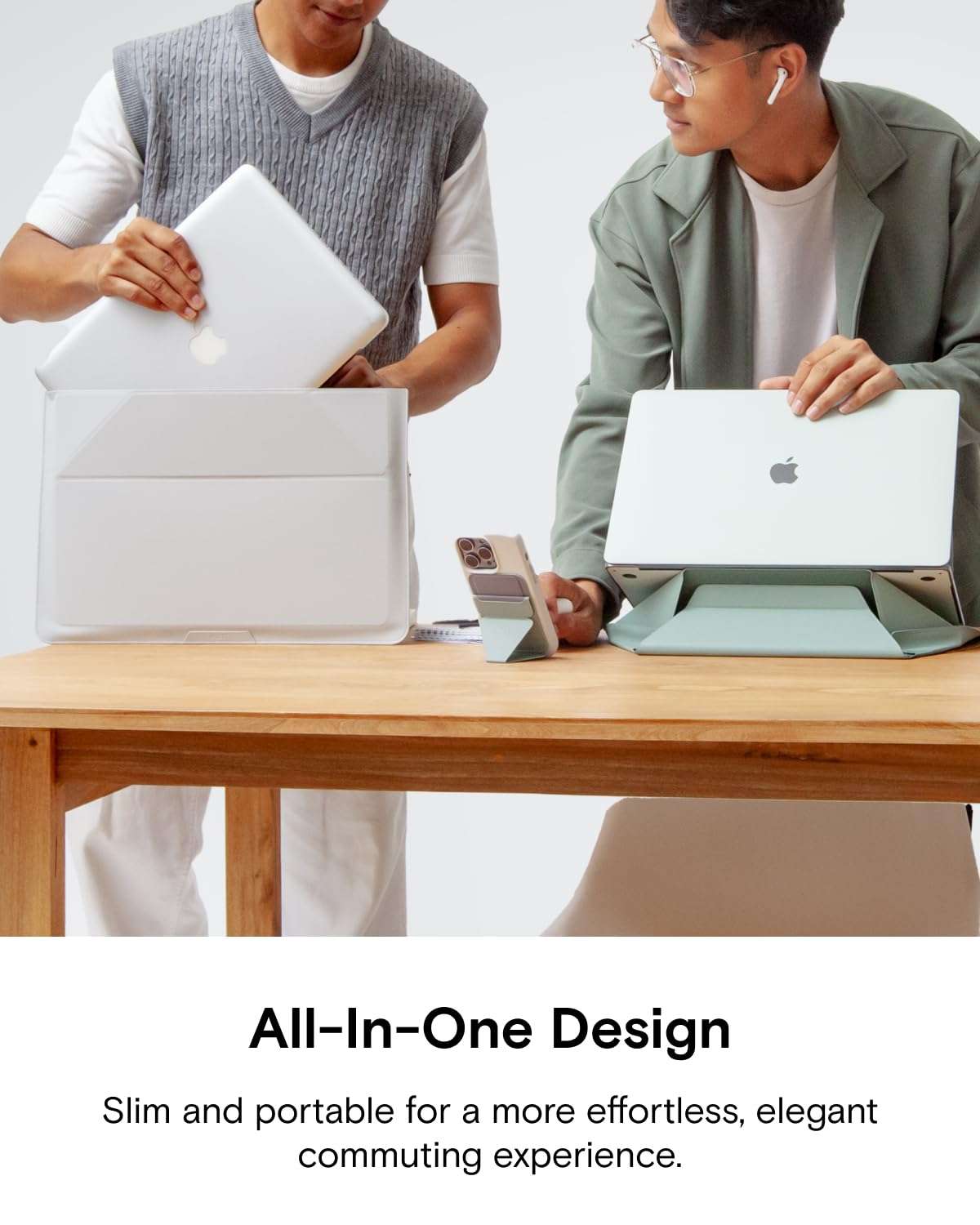 MOFT Laptop Sleeve Bag for 15"-16" Night Black & Dynamic Folio Case for iPad Pro 13 inch Jet Black 4