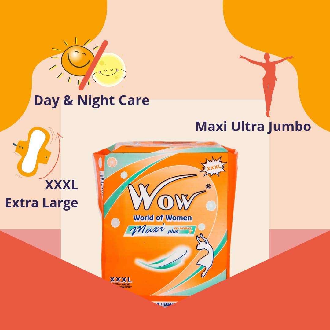 Wow World of Women Combo Pack of Maxi Jumbo Plus, Ultra Super Plus, Regular Straight and Ultra Thin Dry Coverage Organic and Rashes Free Disposable Pads for Women (84 Pads) - Pack of 12 4