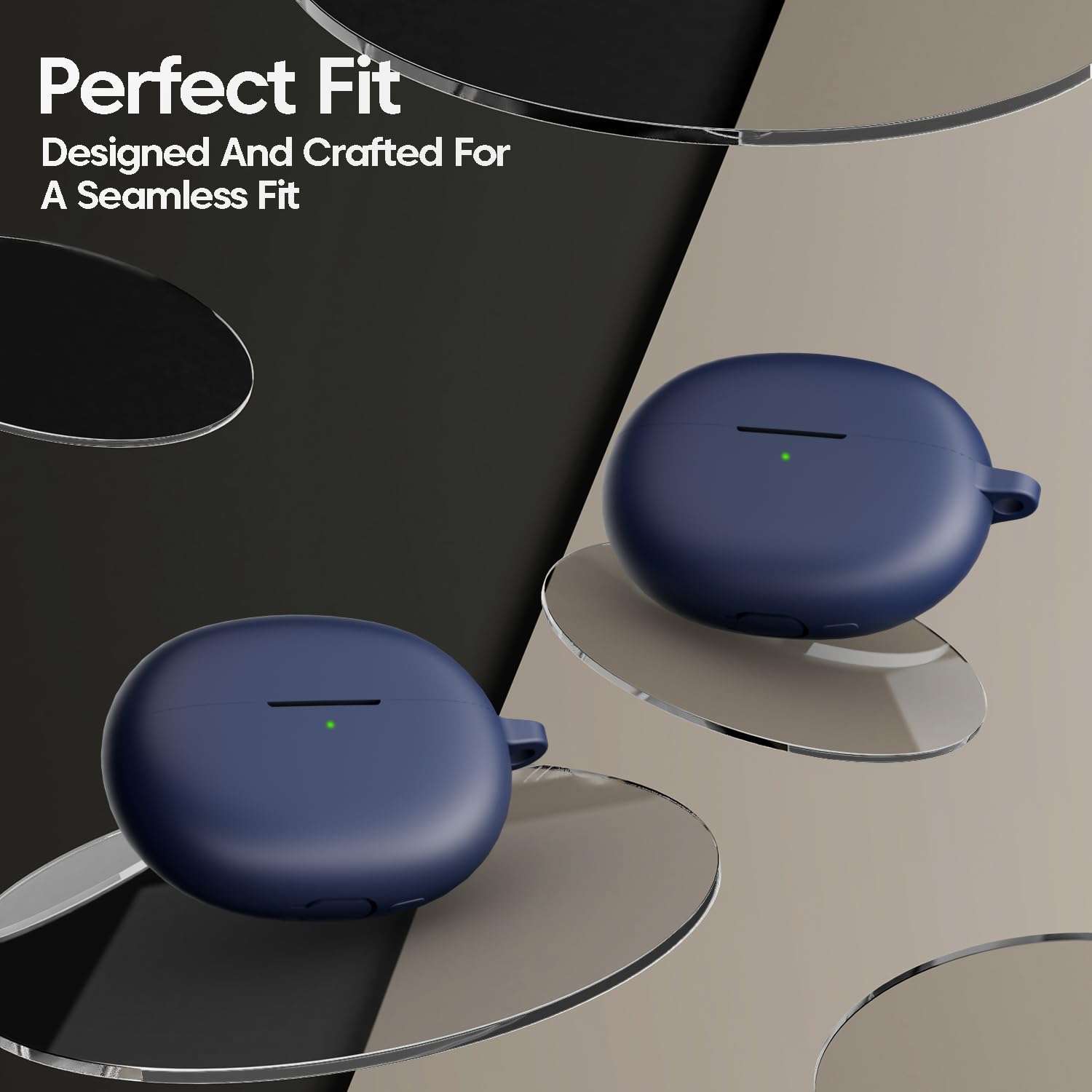 Sounce Silicone Case Cover for Realme Buds Air 6 Pro, Portable Non-Slip Grip & Scratch-Resistant Protector with Carabiner Clip Full Protection Water Resistant, Shockproof Cover - Blue 4