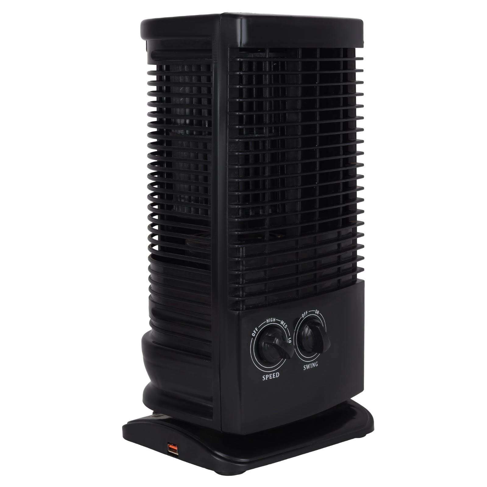 304 Tower Fan Black with USB Phone Charging || High Speed Tower Fan with Oscillating