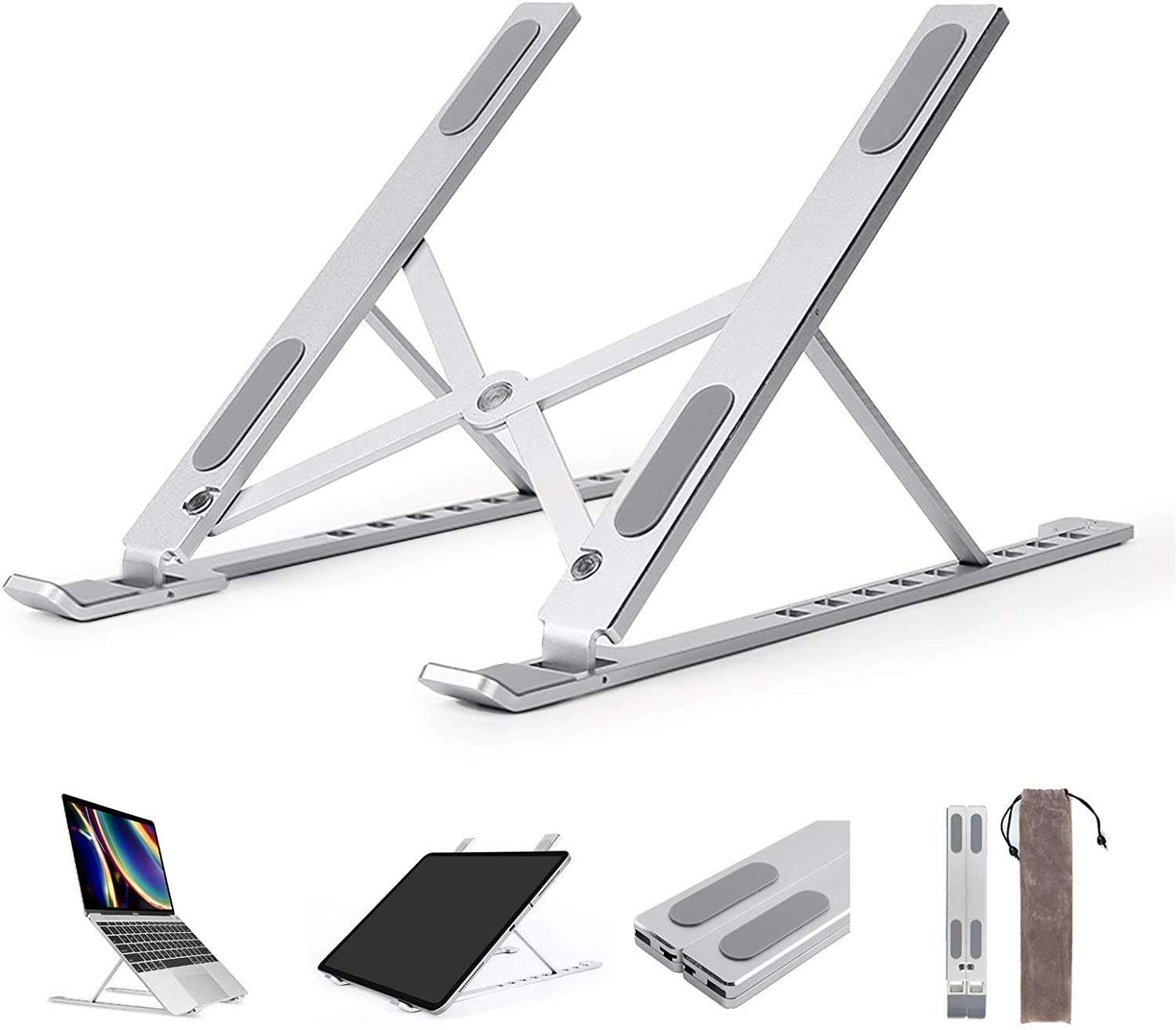 Homeistic Applience Metal Self-Adhesive Mini Laptop Stand Base Non-Slip Bracket, Ergonomic Desktop Stand, Compatible with All Laptop, Tablets & Mobile Phones Stand (Aluminium Laptop Stand) 3