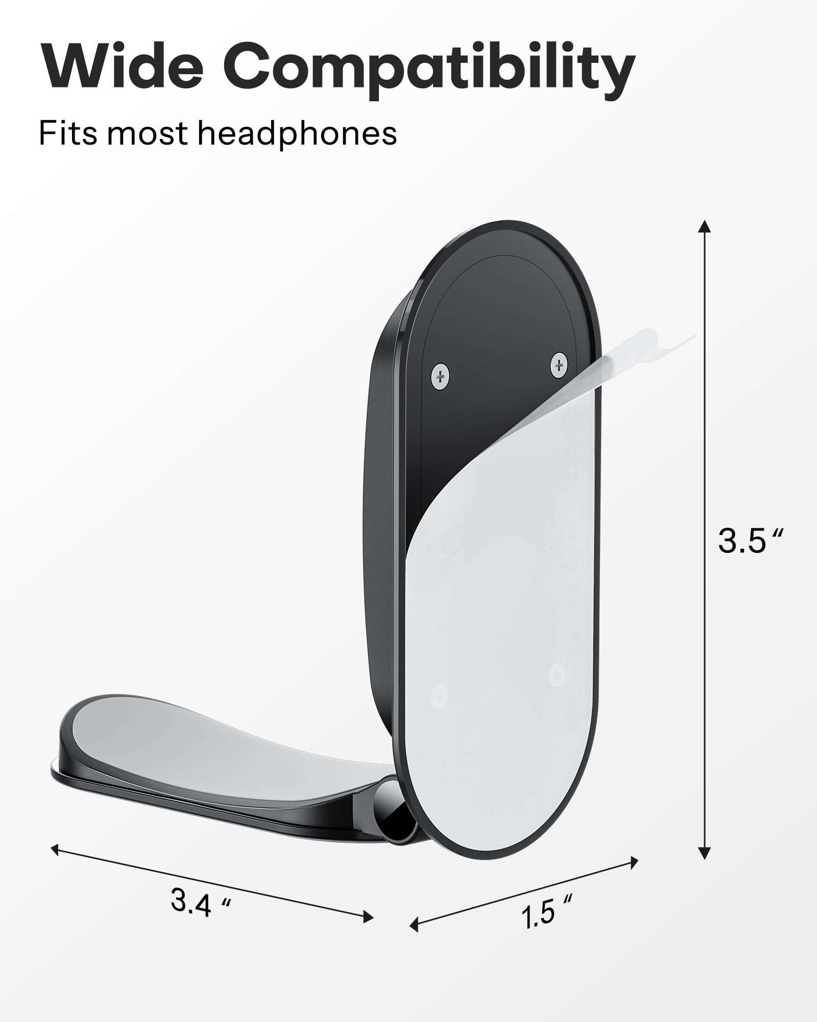 OMOTON Headphone Stand for Desk, Foldable Sticky Headset Stand Holder, Headphone Holder Hook Mount with Non-Slip Silicone, PC Gaming Accessories for Airpods Max, All Earphones- Black 6