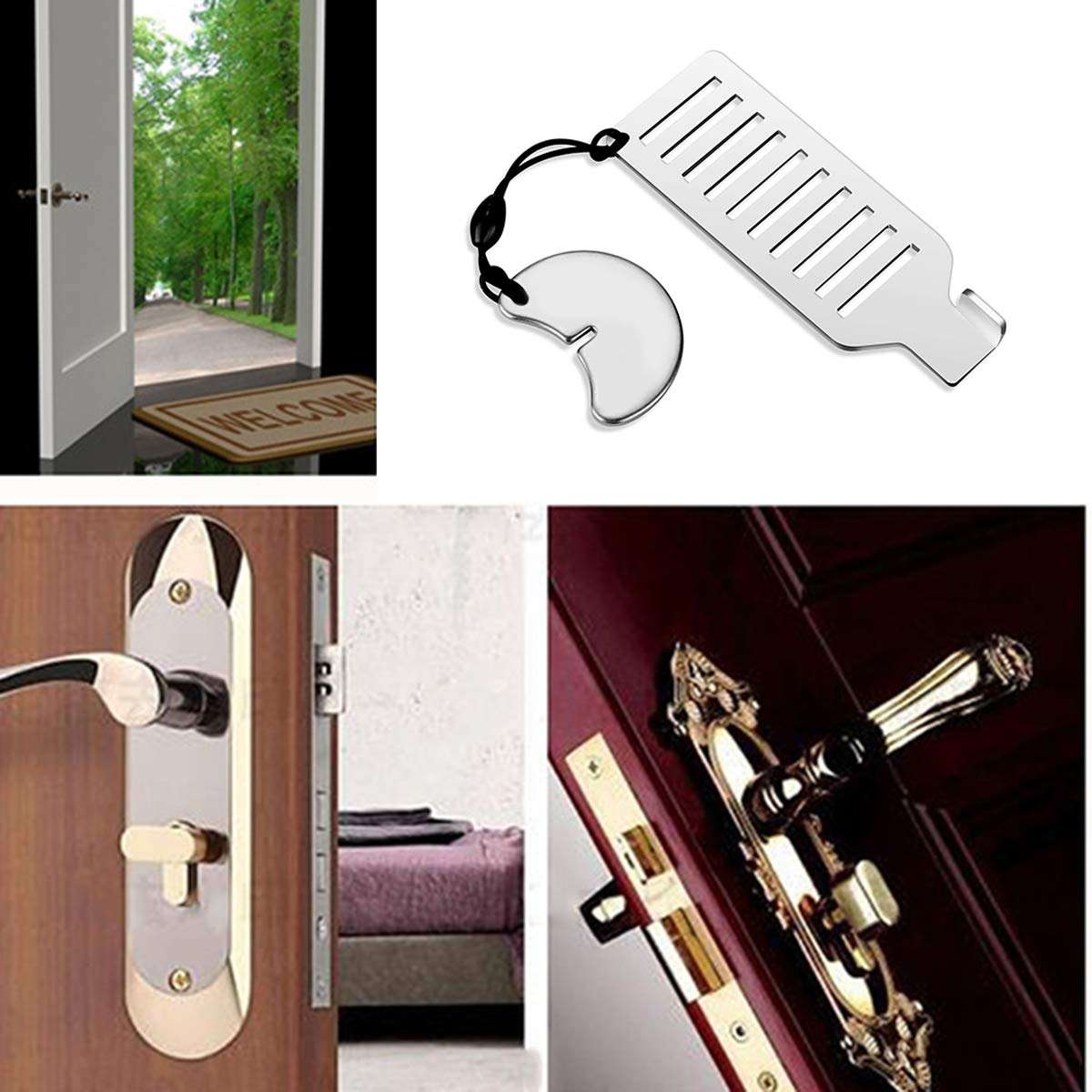 oenbopo Home Security Door Lock,Portable Travel Door Lock Punch-Free Hotel Apartment for More Safety and Privacy 4