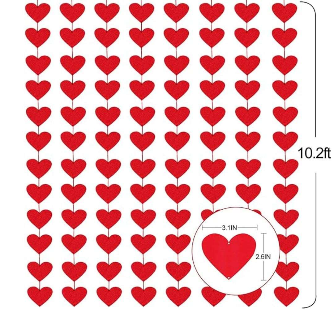 Wanna Party Valentine's Day Heart String Garland | Hanging String Garland Decorations for Valentines Day, Anniversary,Baby Shower, Birthday, Wedding, Bridal Shower & Wall Hanging Decorations-6 PCS 3