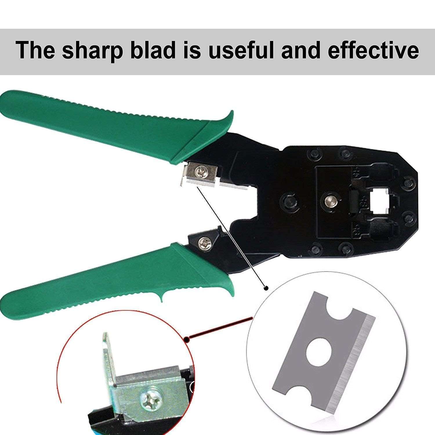 Modular Network RJ45 RJ11 RJ12 Crimping Tool, Network Cable Cutting Stripping Crimper/Wire Stripper/Wire Cutter, for RJ45, RJ12 RJ11 8P/6P/4P /CAT5/CAT5e/CAT6/CAT6A 2