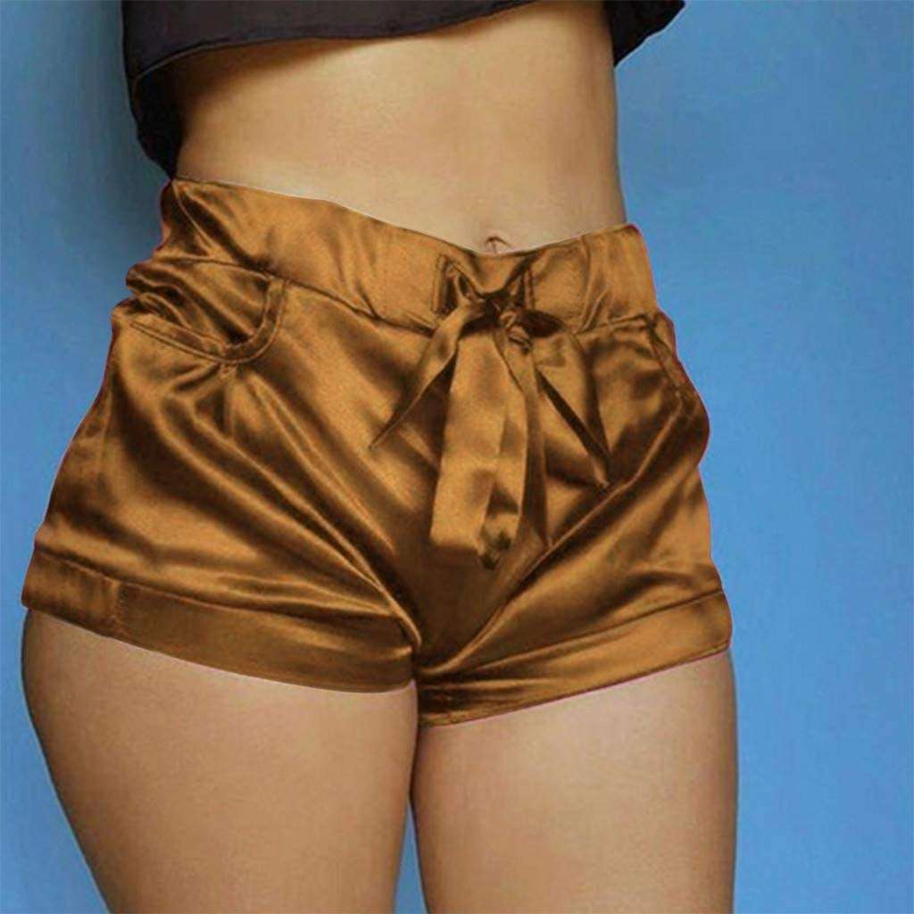 Shorts For Women High Waisted Sexy Satin Pants Summer Casual Beach Shorts With Pocket Teresamoon 3