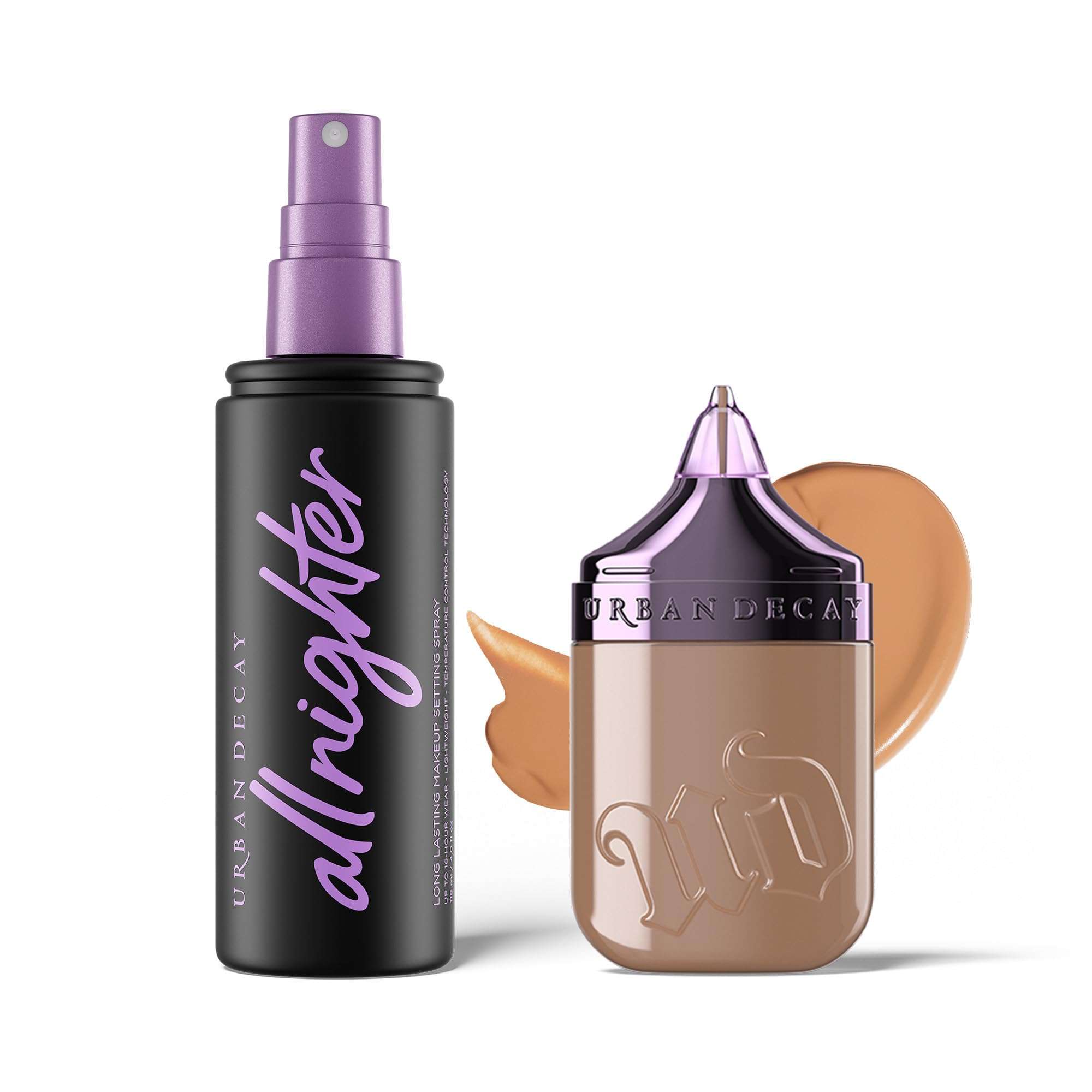 Urban Decay Waterproof Natural Matte Foundation & Setting Spray Bundle - Face Bond Foundation (18 Medium Neutral) Medium Coverage - All Nighter Waterproof Setting Spray (4 Fl Oz) for Smudge-Proof Wear 1