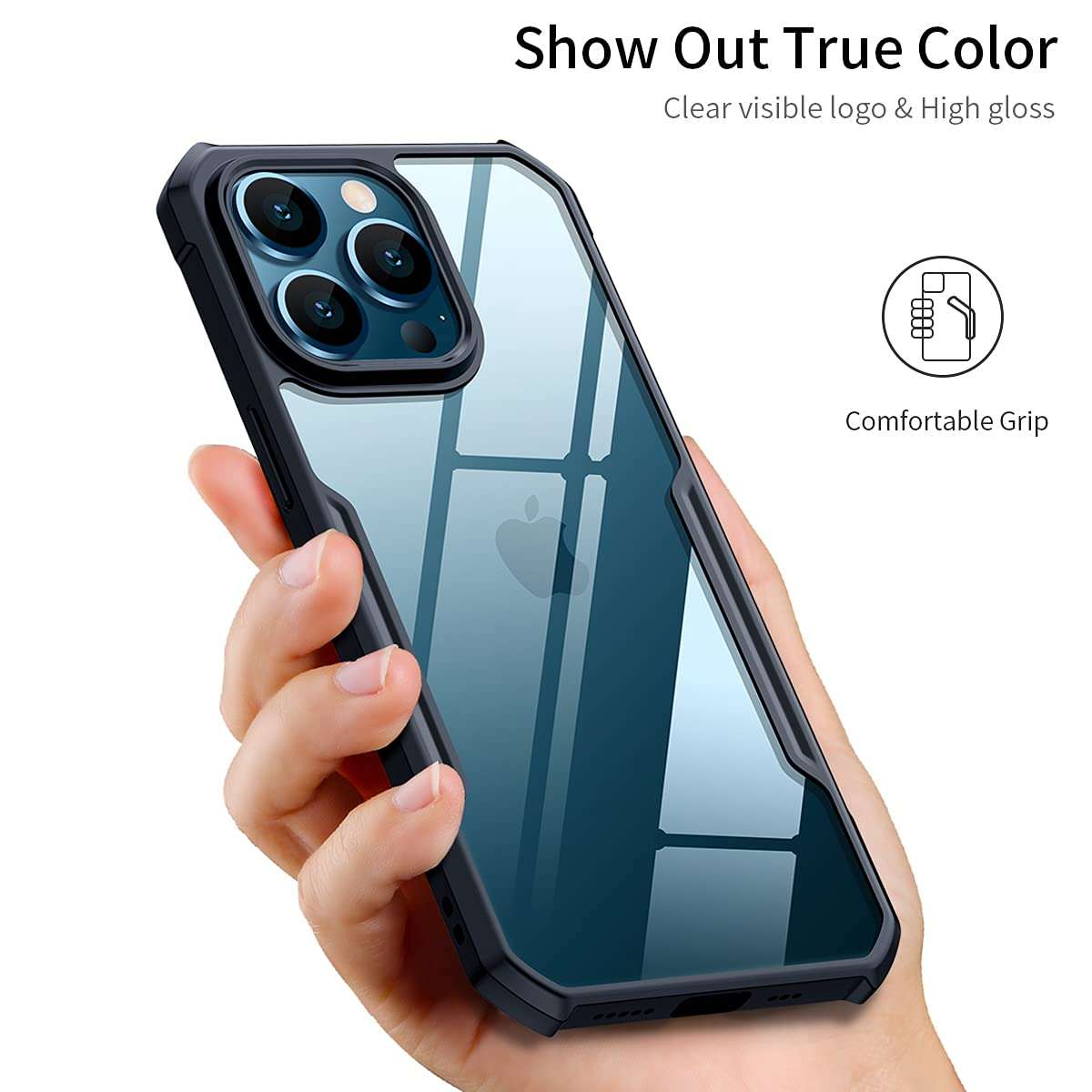 Xundd Case for iPhone 13 Pro (6.1 Inch), [Military Grade Drop Tested] Slim Clear Back with Shockproof Soft TPU Bumper Frame Cover - Black 5