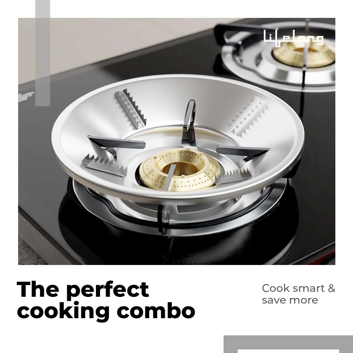 Lifelong 2 Burner Gas Stove with Free Gas Saver | Manual Ignition Cooktop, Modern Glass Stove Top for Modular Kitchen, ISI Certified & Compatible with LPG |1 Year Manufacturer’s Warranty (LLGS10GSS) 3