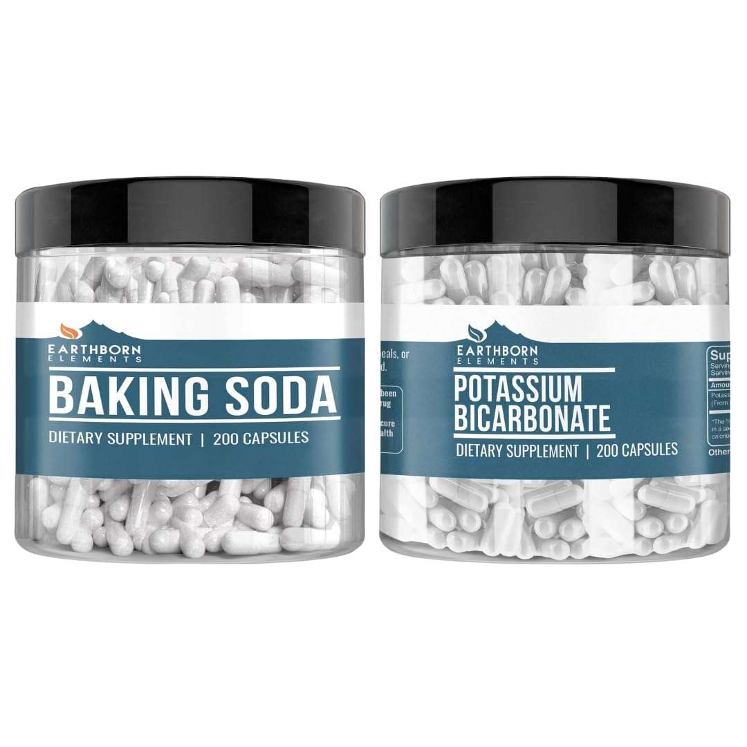 Earthborn Elements Potassium Bicarbonate & Baking Soda Bundle (200 Capsules Each), Pure & Undiluted, No Additives 1