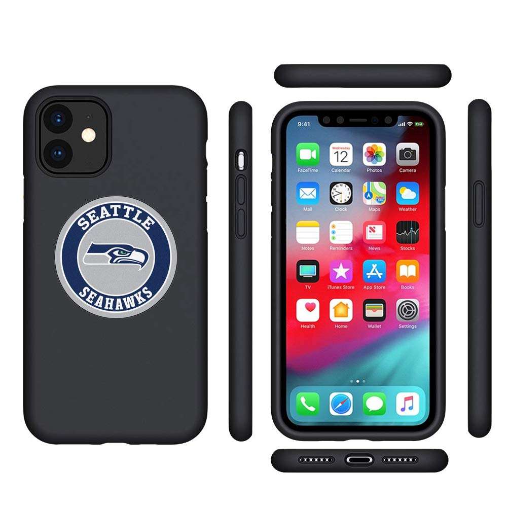 Seahawks iPhone 11 Case, iPhone 11 Soft Silicone Magnetic Case for Magnet Car Mount Phone Holder with Built-in Metal Plate, Slim Fit Premium Rubber Cover for iPhone 11 6.1 inches 1