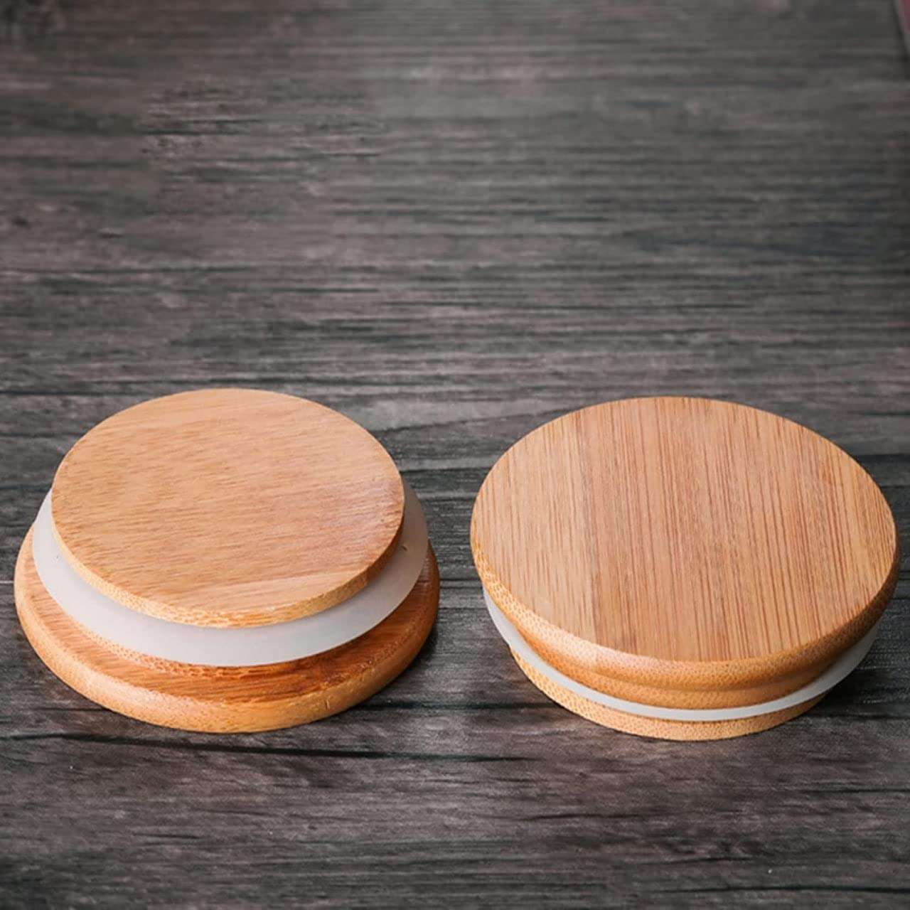 Zinble09 Borosilicate Glass Food Storage Jar With Wooden Lid || Wooden Lid Jar For Cookie, Spice, Jam, Honey || Glass Food Storage Jar (950ML) 6