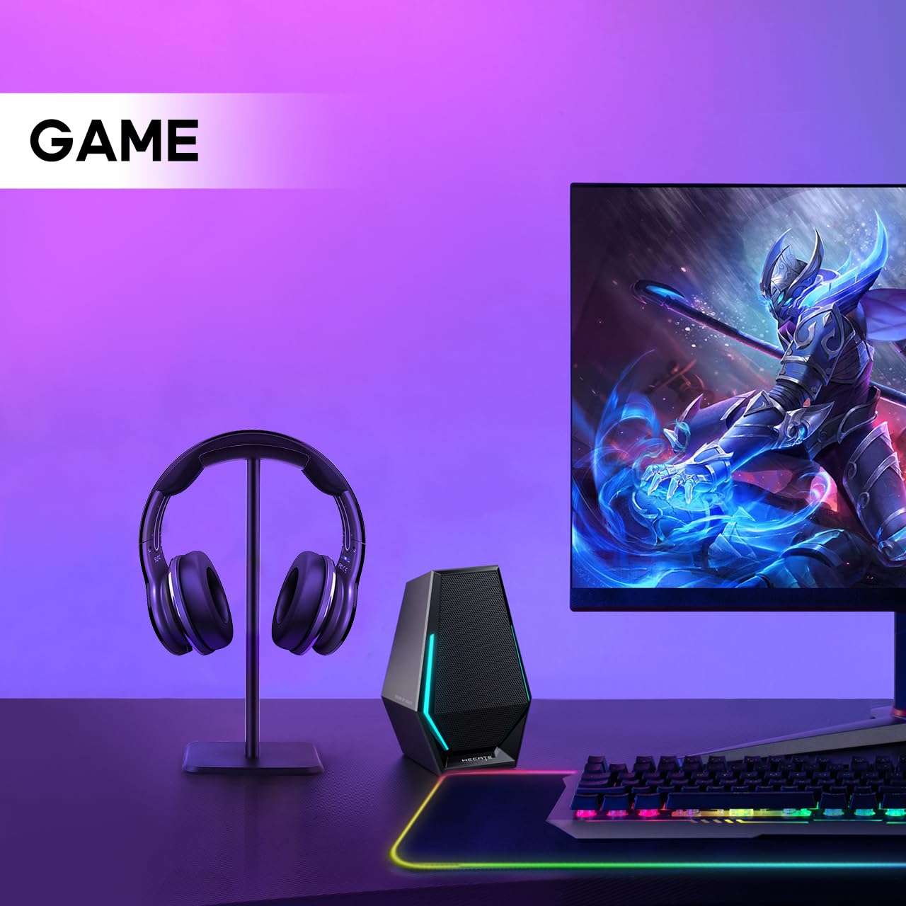 JIKIOU Headphone Stand Gaming Headset Holder Universal Aluminum Metal Headphones Holder Hanger with Aluminum Supporting Bar Flexible Headrest ABS Solid Base for All Headphone 2 Pack (Black) 6