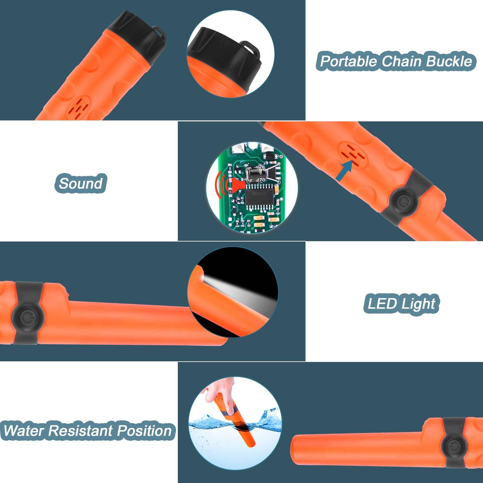 Kuman Pin pointer Water Resistant Metal Detectors with Holster Treasure Hunting Unearthing Tool Accessories Buzzer Vibration Automatic Tuning KW30 5