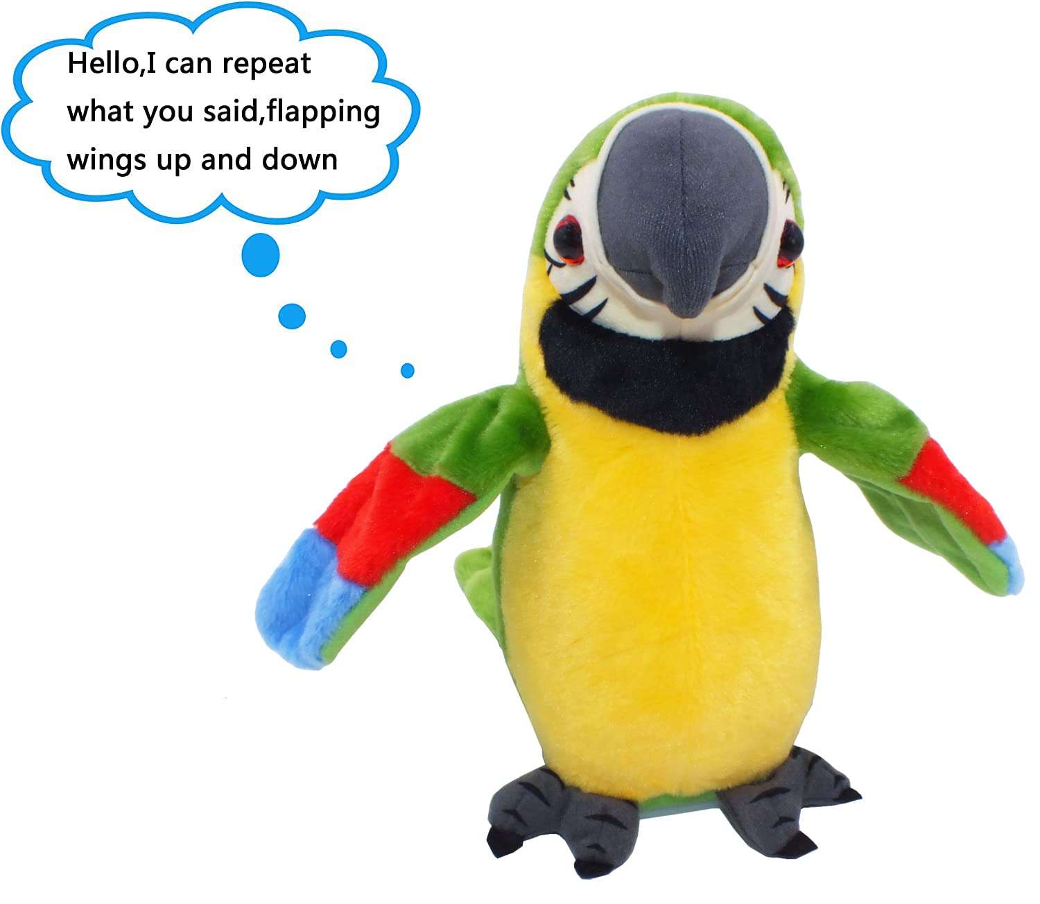 Vincilee Cute Mimicry Pet Talking Parrot Repeats What You Say Plush Animal Toy Electronic, Boy and Girl Gift, Talking Parrot Christmas Toy Speaks Sound Record, Green 3