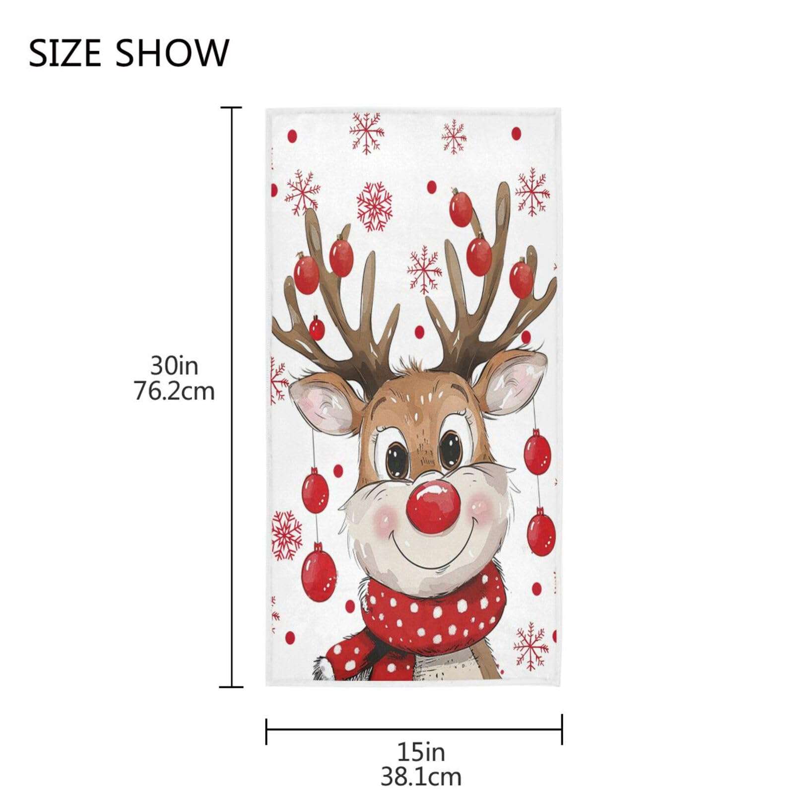 Wamika Cute Xmas Reindeer Hand Towels Winter Snowflakes Deer Face Towel Highly Absorbent Soft Guest Tea Towel Portable Kitchen Dish Washcloths Bath Decor Christmas Decorations 16" x 30" 3
