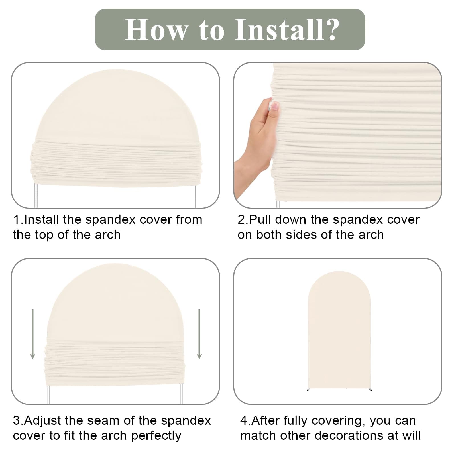 Wedding Arch Cover 7.3FT Arch Backdrop Cover Spandex Fitted Arch Cover for Round Top Chiara Backdrop Stand Covers for Wedding Birthday Party Baby Shower Banquet Ceremony Decoration, Beige 4