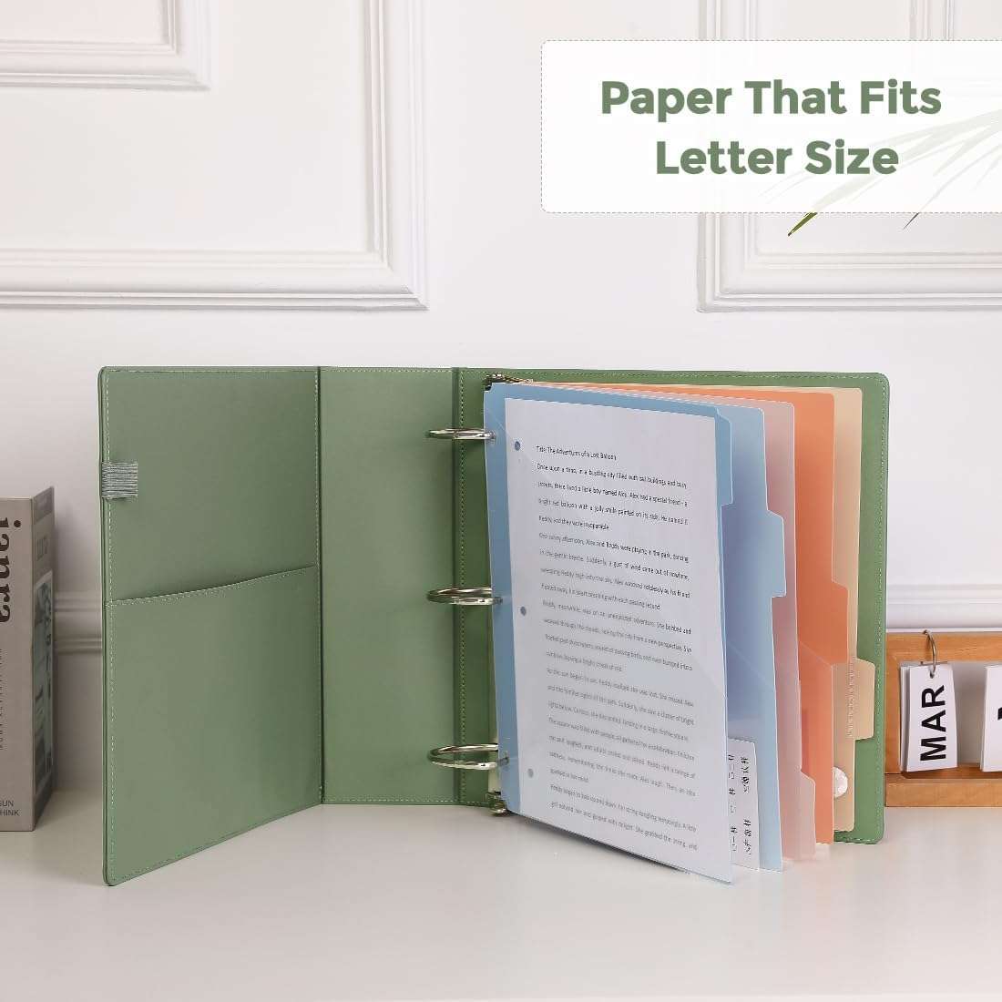 SKYDUE 3 Ring Binder 3 Inch D Ringr with Clipboard, PU Heavy Duty Clipboard Binder with Notepad & 5 Dividers with 5 Pockets, Labels, Clipboard Folder Great for School Office 5