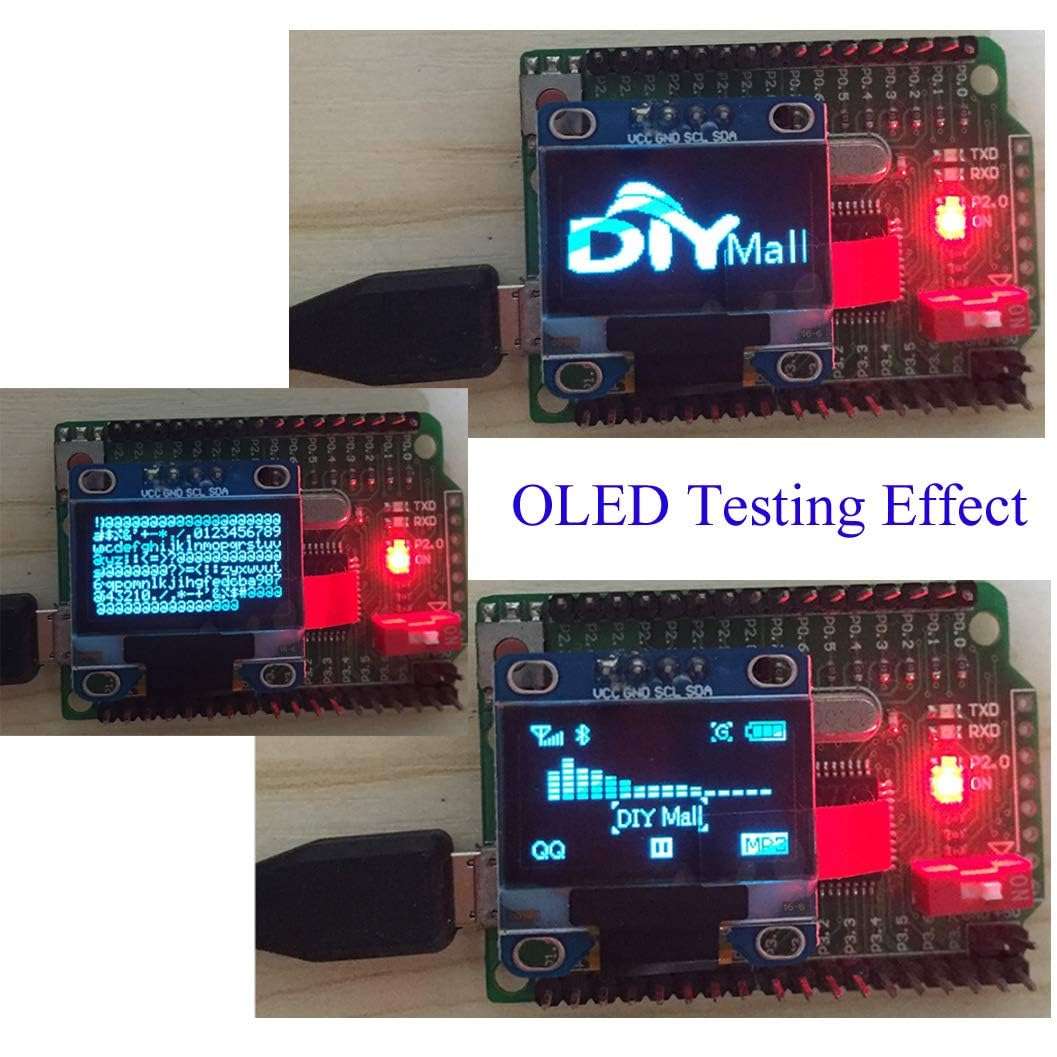 DIYmall 0.96 Inch Blue OLED Module I2C IIC Serial 128x64 LCD LED Display for Arduino Micro:bit 51 MSP420 STIM32 SCR (Pack of 2pcs) 5