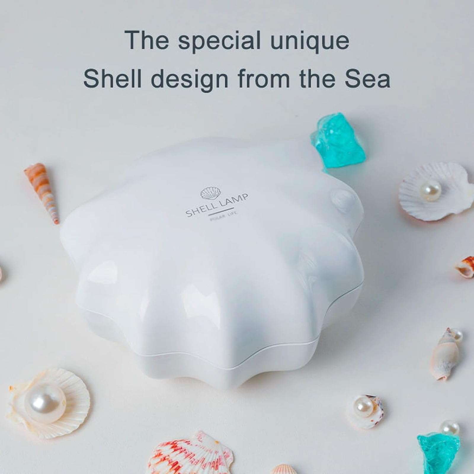 Moana Shell Speaker, Northern Light Shell Record Player, Shell Ocean Wave Projector Lamp with Bluetooth Music Player, White Noise Sound Machine Built-in Music Box for Bedroom Room Decor (Blue) 4