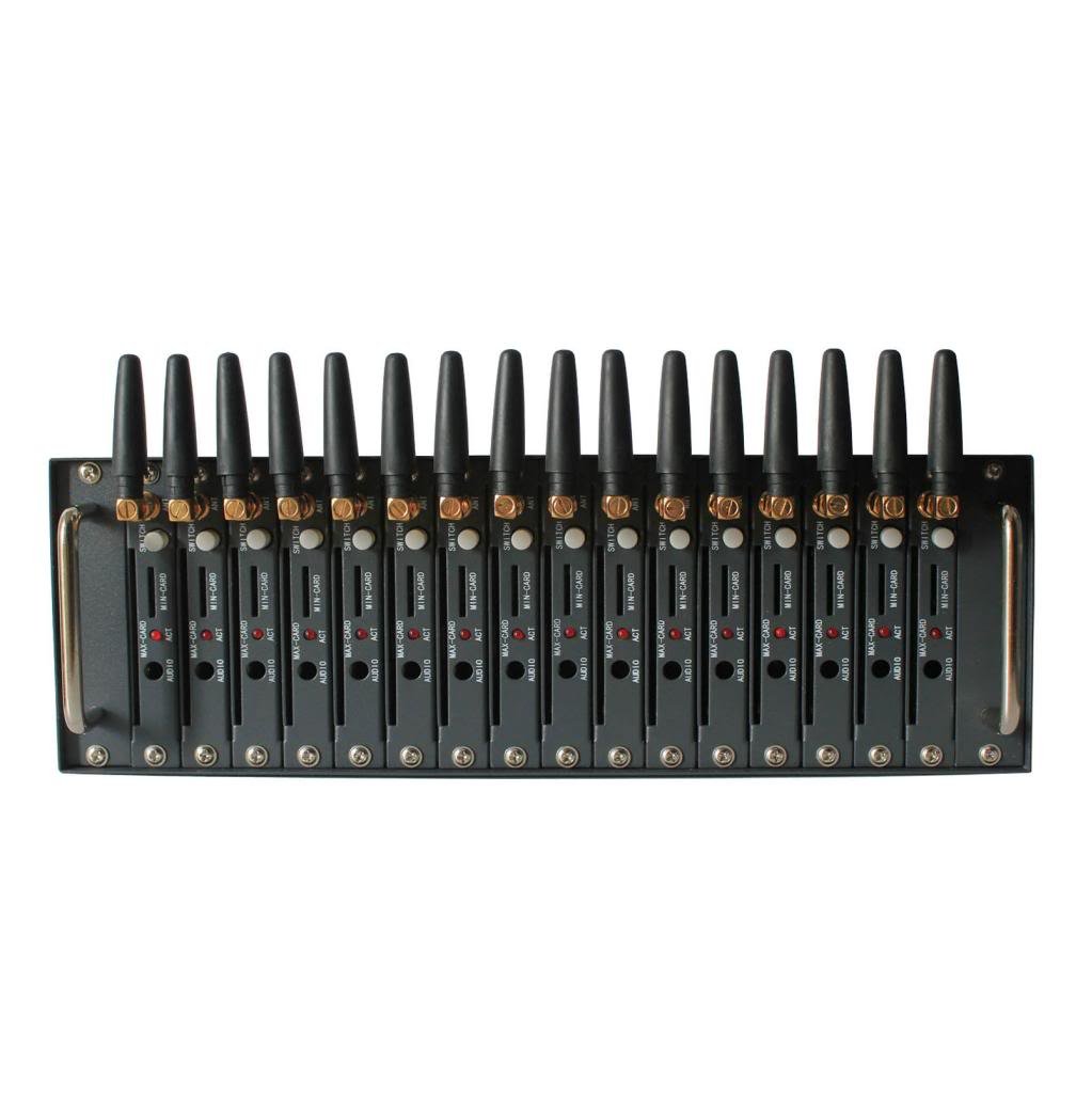OSTENT GSM GPRS Modem Pool with Wavecom Q2426B Module 16 Ports USB Interface Emulated COM/RS232 at Commands SMS MMS EU Plug Power Adapter