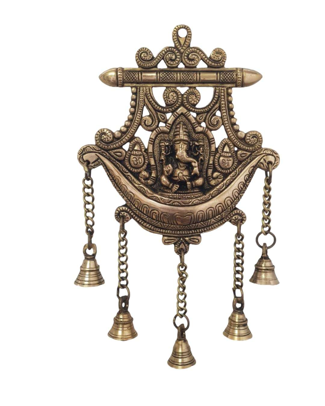 Mohan Jodero Brass Ganesha Idol Wall Hanging with Bells for Home Decor 4