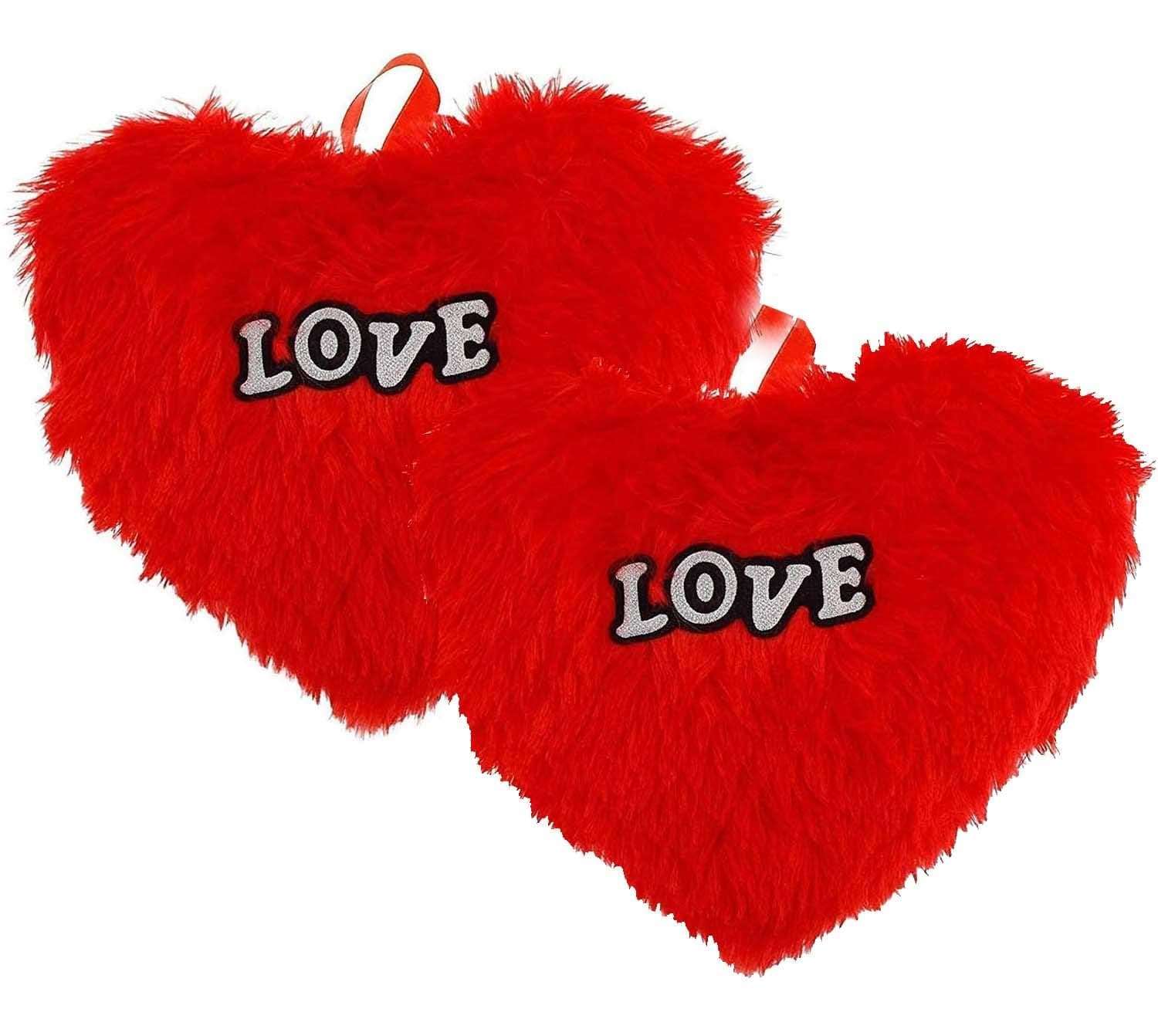 Valentine Special Huggable Love Heart Shape Soft Plush Stuffed Cushion Pillow Toy in Red Color 1