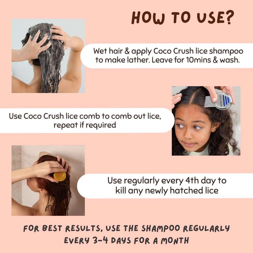 Coco Crush Ayurvedic Anti Lice Shampoo | Kills Lice, Eggs & Nits 100% Naturally | Single Wash Treatment, Safe for Kids | With Neem & Tea Tree Extracts | Paraben & Sulphate Free (50ML) 5