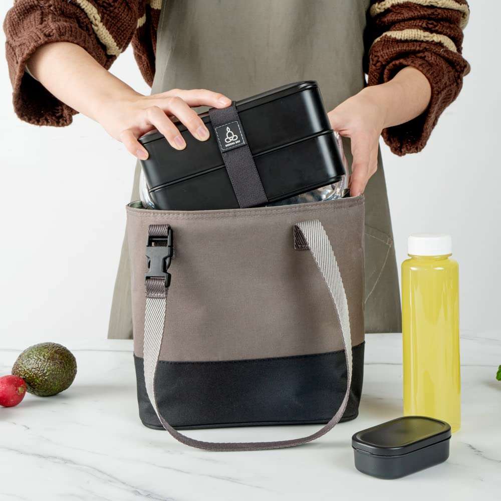 Bento Tek Buddha Box Insulated Lunch Bag - 8 3/4" x 5 1/2" x 7 3/4" - 1 count box, Brown 6