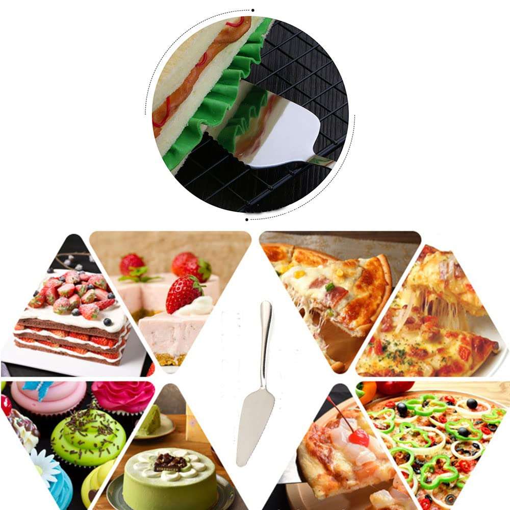 2Pieces Cake Slice and Pie Server Cake Cutter with Serrated Edges 2 Pieces metal food tongs kitchen tongs Cooking Tongs for Cake Pizza BBQ Cooking Buffet 3