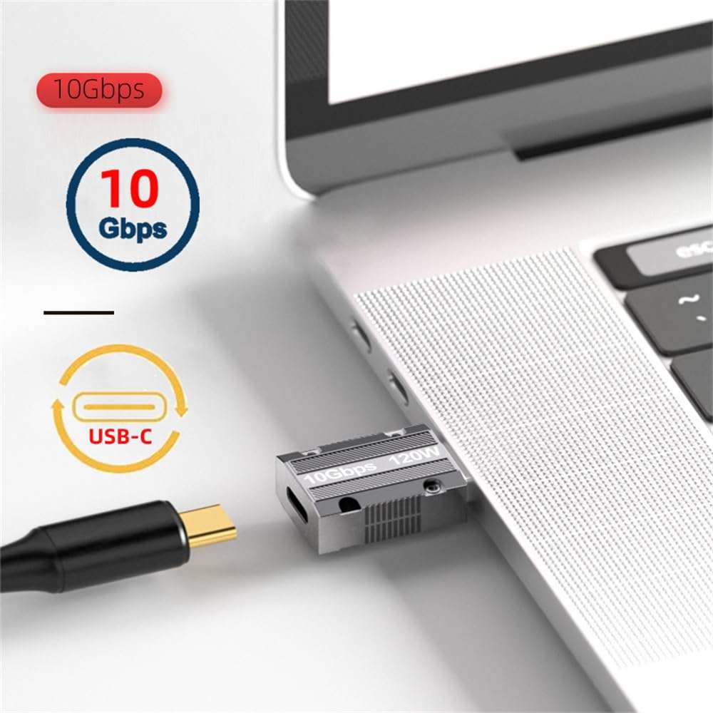 cablecc Female USB-C USB 3.1 Type C to 120W 10Gbps USB 3.0 A Male Data Power Adapter Alloy Shell for Laptop Tablet Mobile Phone 3