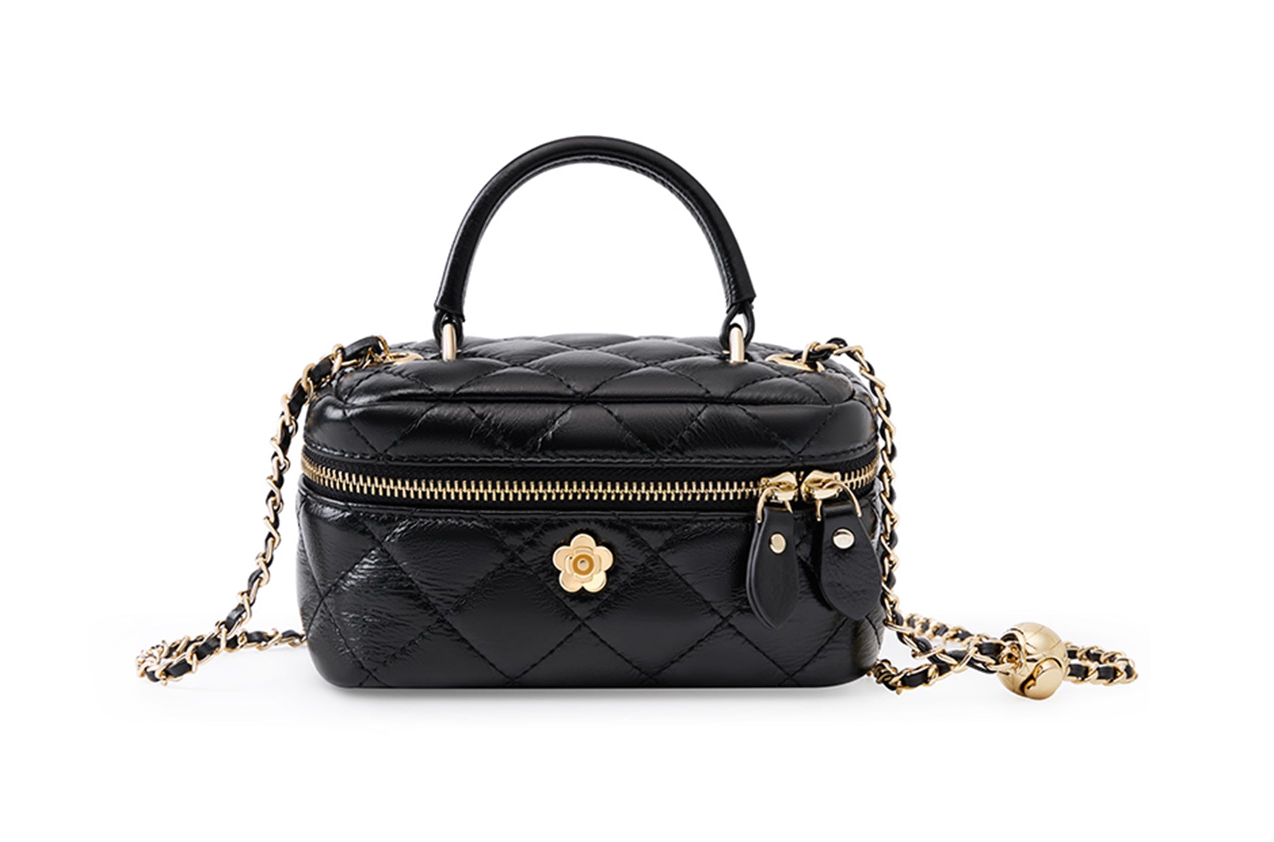 LANGSER Women Genuine Leather Satchel Classic Quilted Design Adjustable Chain Handbag Ladies Fashion Dinner Party Shoulder Bag 1