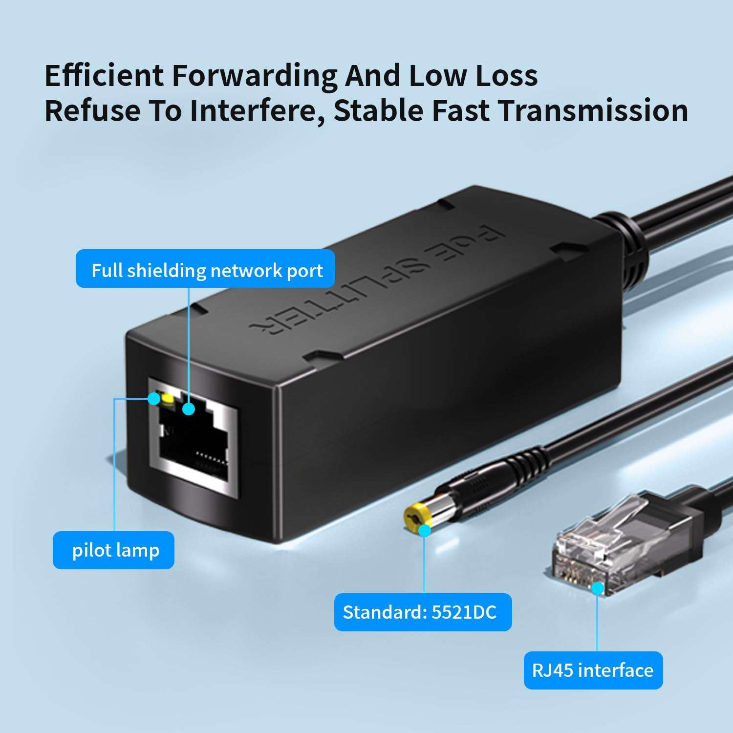 BLIYEE PoE Splitter, Power Over Ethernet Splitter, PoE Adapter, IEEE 802.3af/at 10/100Mbps, 48V PoE to DC 12V/1.2A Output, Compatible DC 5.5 * 2.1 mm | Plug & Play 6