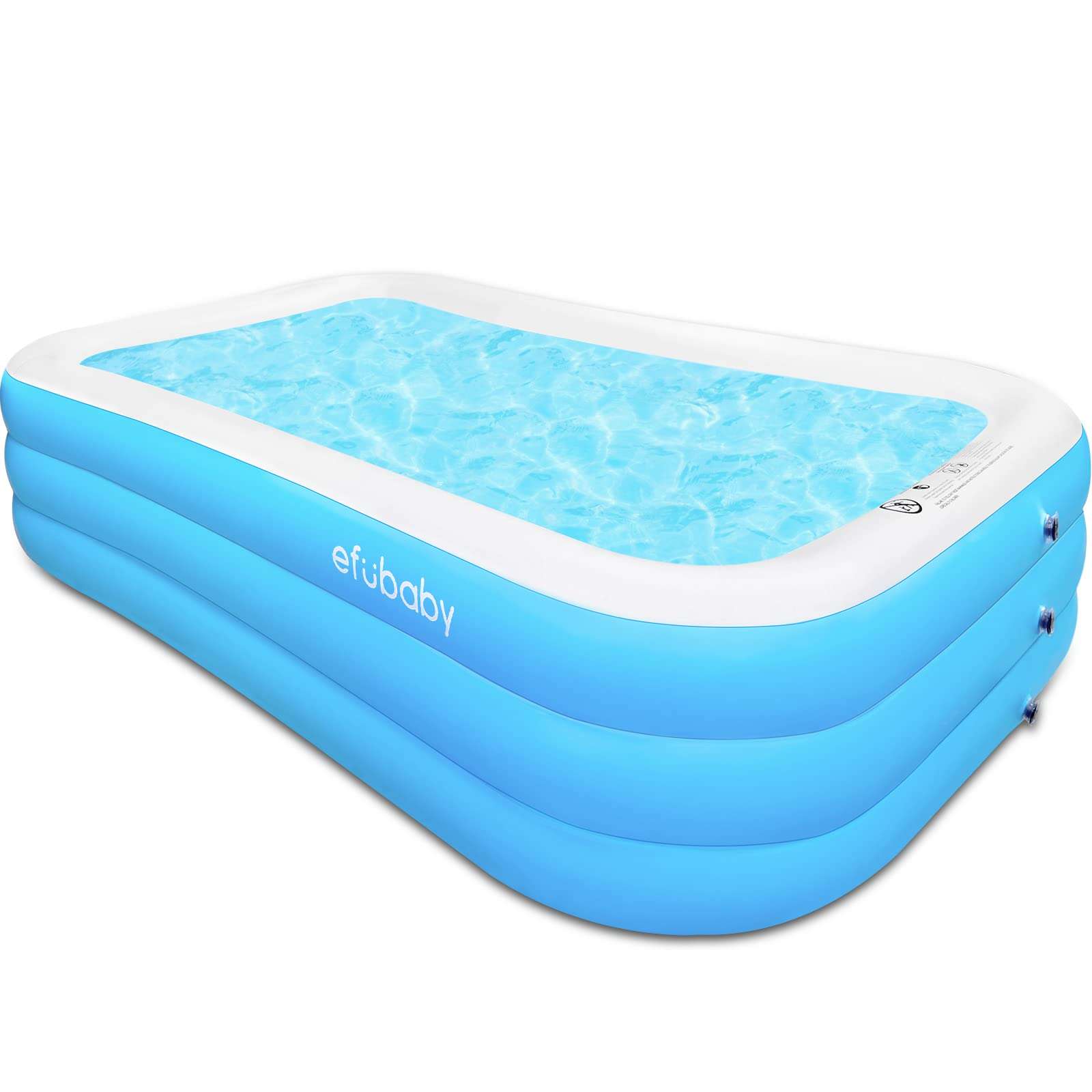 Inflatable Swimming Pool efubaby 120" X 72" X 22" Swimming Pools Blow up Pool Full Sized Inflatable Pools Toddler Pool Family Pool for Adults Kids Age 3 +Pool for Backyard Pools Kiddie Pool Light Blue 1