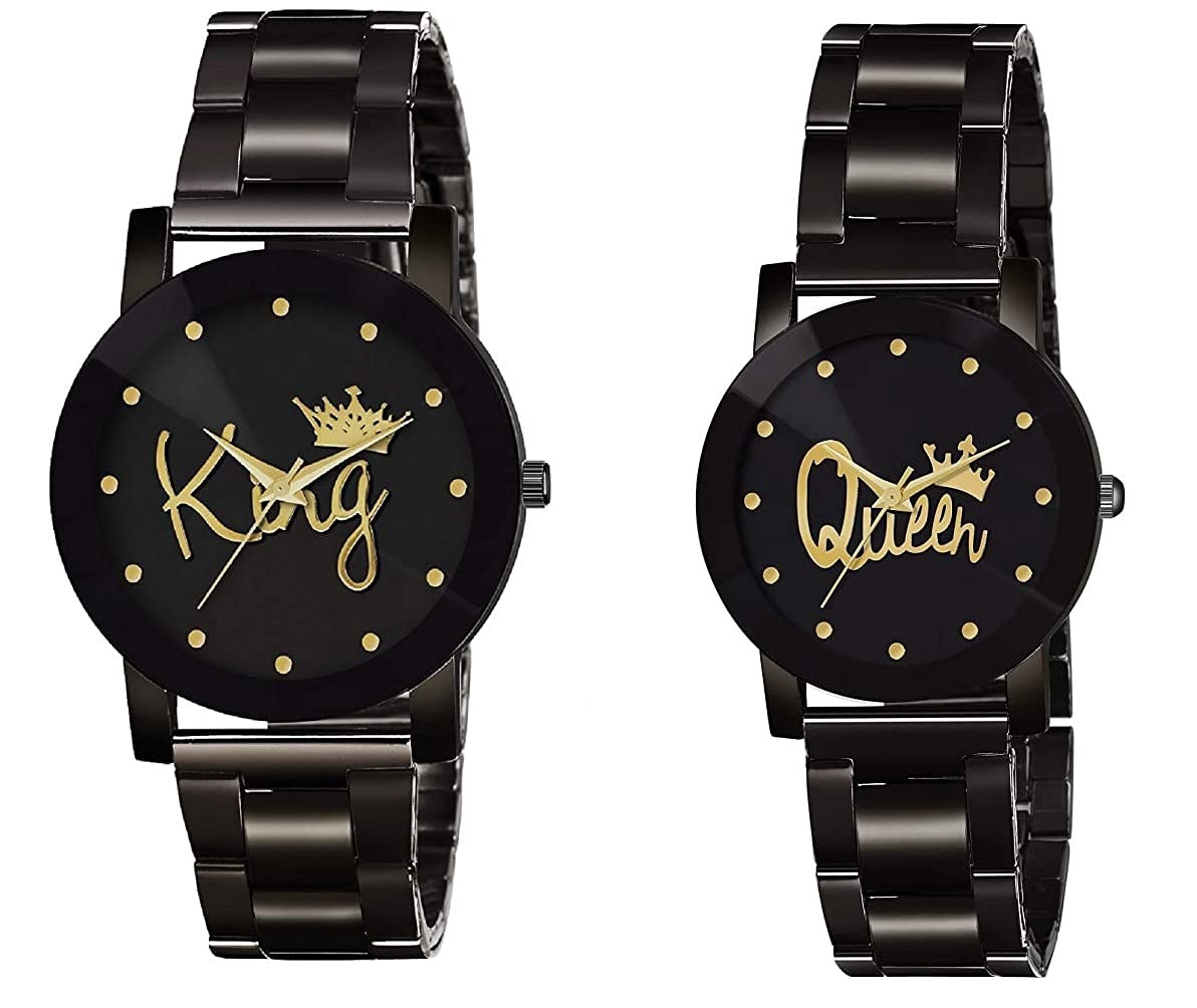 JINIK Combo of King Queen Watch for Men and Women |Couple Watches | Watches for Boys Stylish | Ladies Watch | Watch for Girls Stylish | Chain Watch