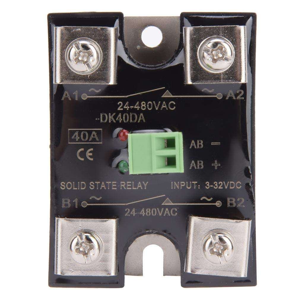 Relay Module DC Control AC Relay 3-32VDC DC Control Dual AC 24-480VAC Thermostat Temperature Controller(40A(BERM-DK40DA)) 2