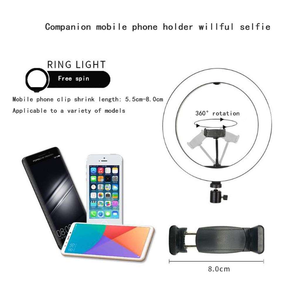 QAZWC-A1 14'' Selfie Ring Light with Tripod Stand and Phone Holder LED Circle Lights Halo Lighting for Make Up, Live Photo,Photography,Vlogging Video 5