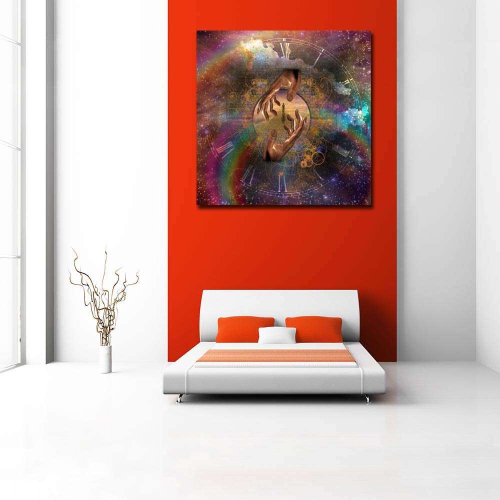 Pitaara Box Man On Spiritual Journey | Peel & Stick Vinyl Wall Sticker for Bedroom & Living Room | 16 x 16 inch (41 x 41 cms) 4