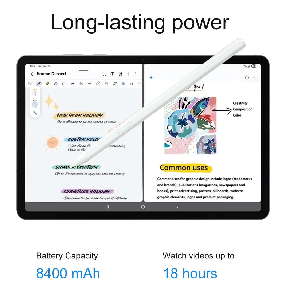 Samsung Galaxy Tab S11 AI Tablet, 11" 120Hz AMOLED 2X, 256GB Storage (128GB+128GB SD Card), 12GB RAM, S Pen, 2K+ Touchscreen, Light & Slim, 18-Hr Battery Life, 13MP+12MP Camera, SM-X730, NA Version 6