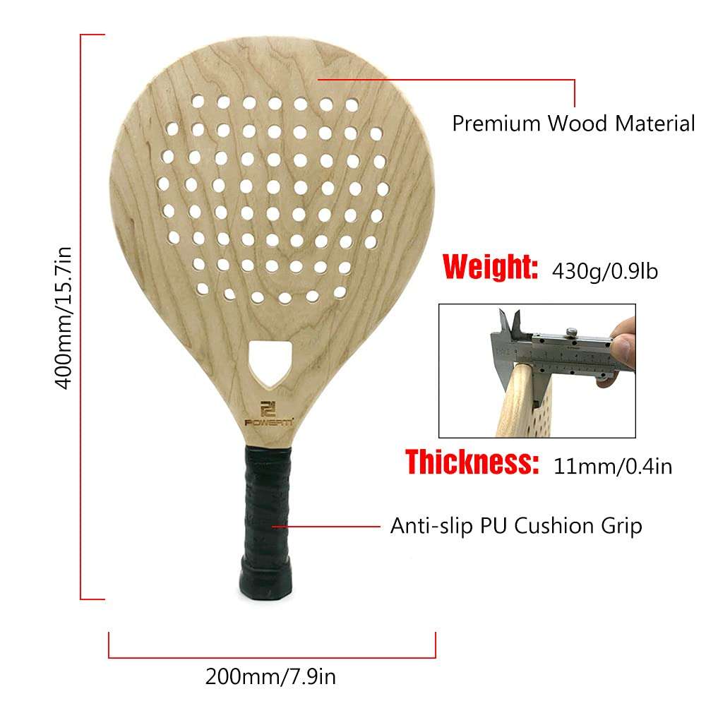 pekdi Pickleball Paddle Wood Pickleball Racket with Ergonomic Cushion Grip for Indoor and Outdoor 5