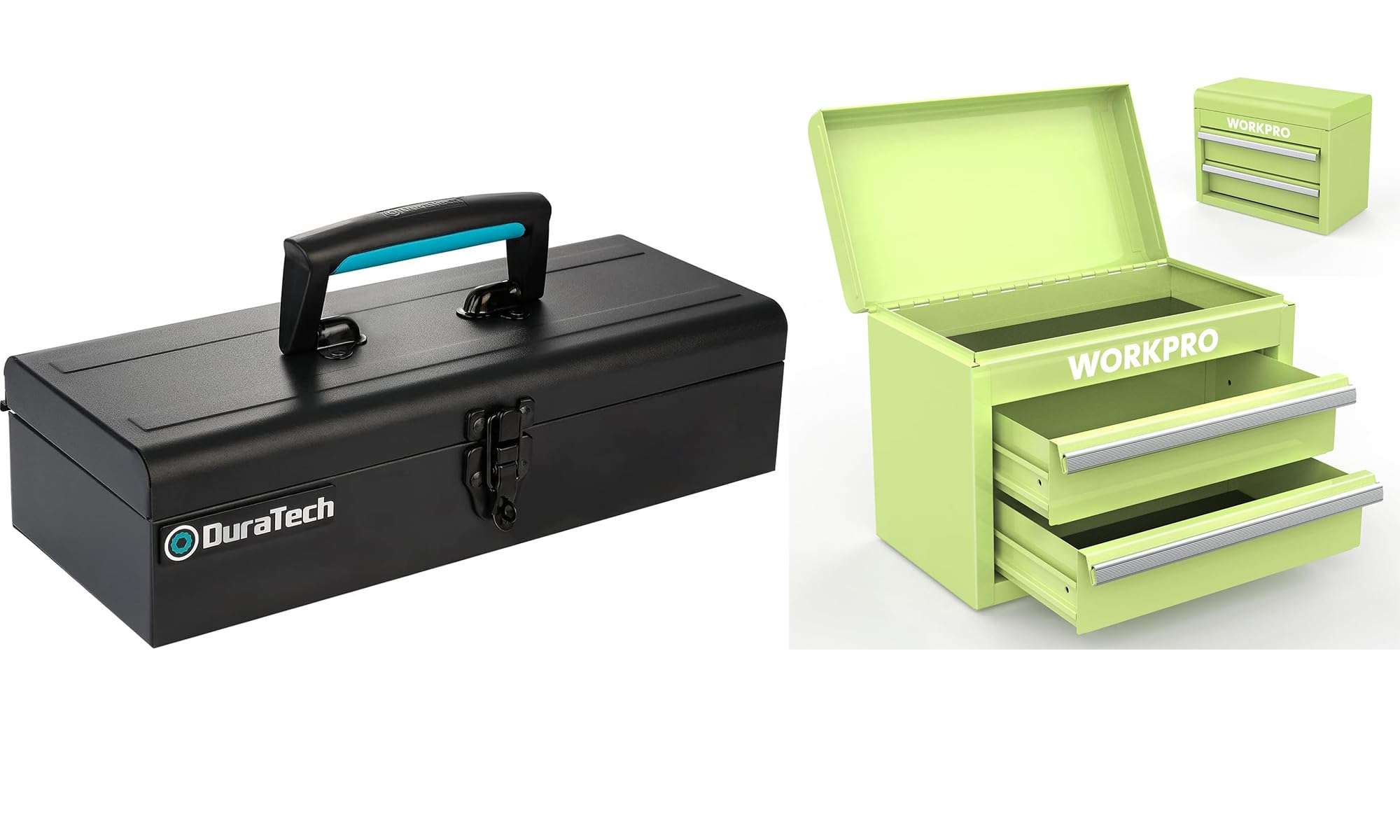 DuraTech 15" Metal Tool Box - Gifts for Dad & WORKPRO Mini Metal Tool Box