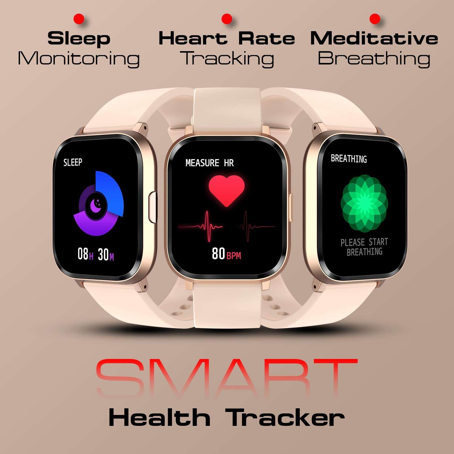 Fire-Boltt Ninja 2 Max 1.5 inches(3.9cm) Full Touch Display Smartwatch with SpO2, Heart Rate Tracking 20 Sports Mode Sleep Monitor, Camera Music Control, IP68 Dust Sweat Resistance (Rose Gold, L) 5