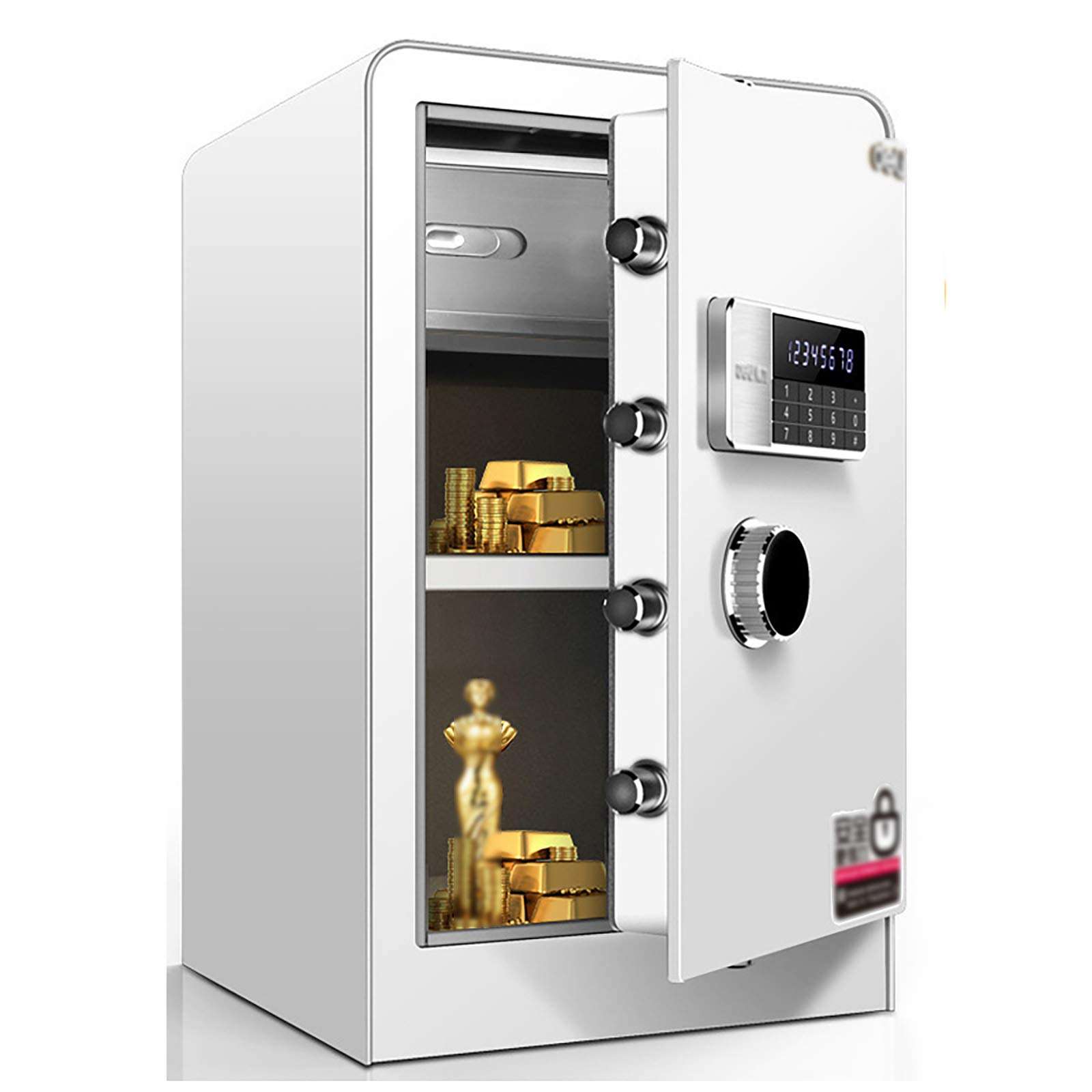 HUJPI Safe 2.9 Cubic Feet, Steel Security Electronic Lock Box with Alarm with Keys Security Home Safe with Digital Keypad Wall or Cabinet Anchoring Design for Home/Company Office,Silver_60cm 1