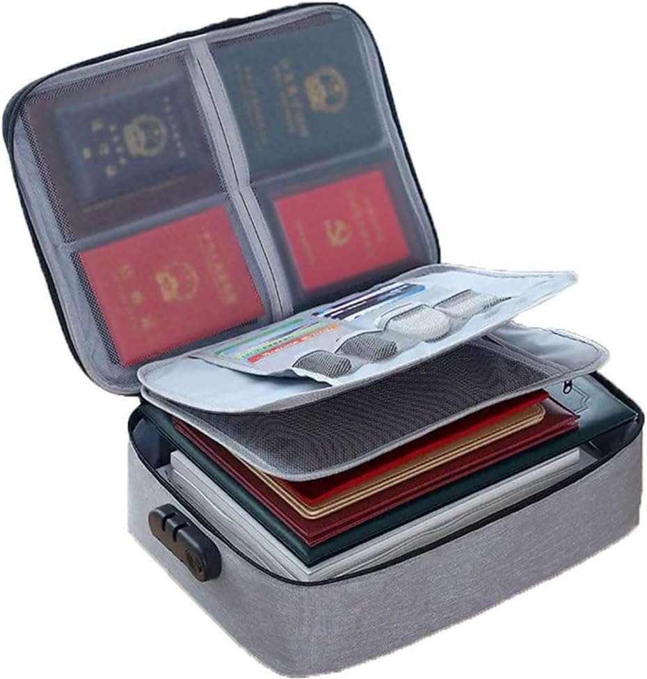 NETXE Document Storage Bag with Lock, Document Storage Organizer Bag Multi-Layer File Pocket & Waterproof Bag with Code Lock for Laptop, Notebooks, Passport (Random (No Choice)) 1