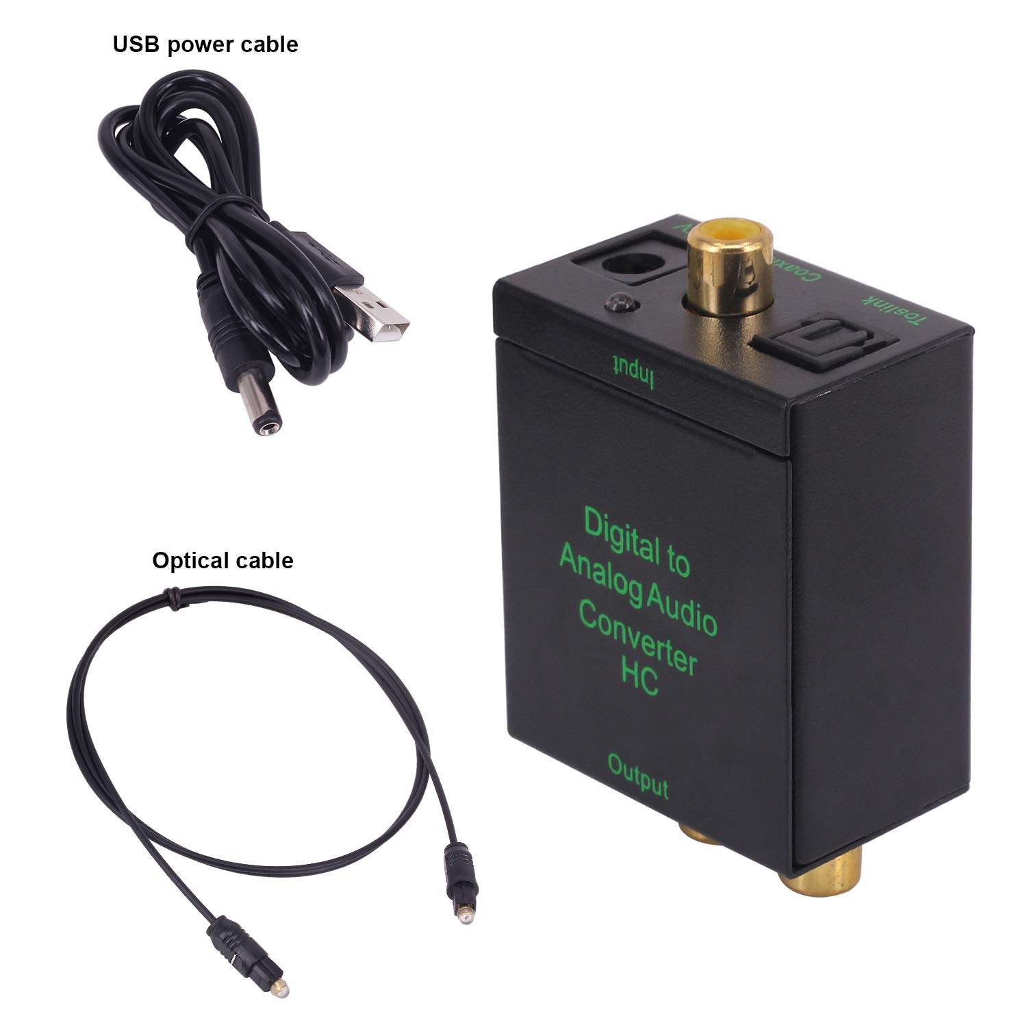 Yeebline Digital to Analog Audio Converter, DAC SPDIF Toslink Coaxial to Analog Stereo Audio L/R Adapter with 3.5mm Jack Converter for PS4 HDTV with Optical Cable & USB Power Cord (DAC Converter) 3