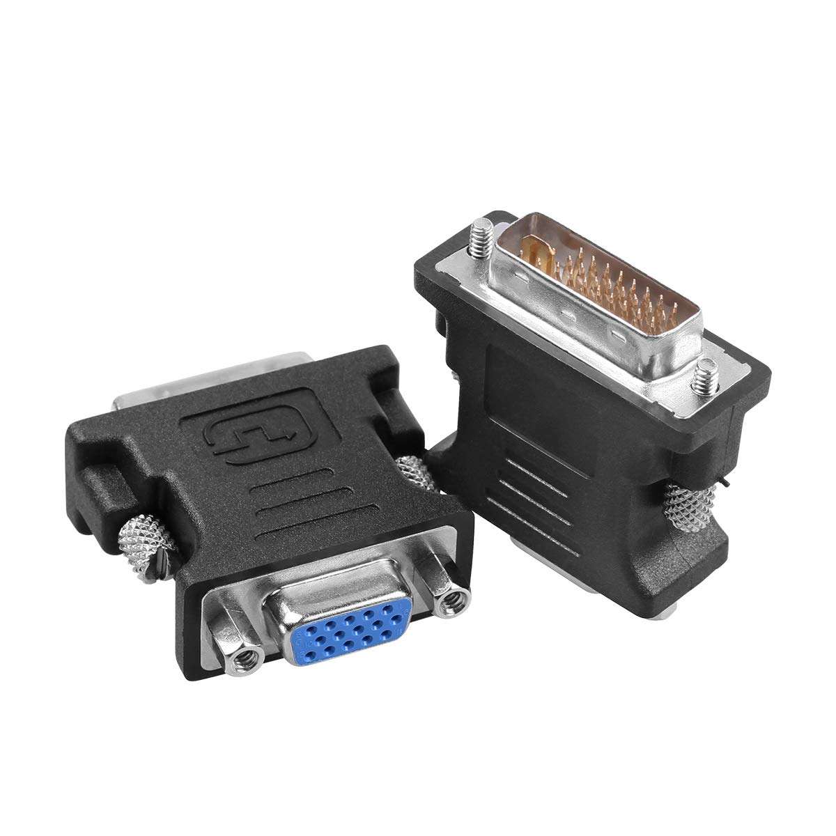 1080P DVI to VGA Adapter 2 Pack,Guamar DVI-I 24+5 to VGA Male to Female Converter Connector for Computer, Laptop,PC Host,Display Screen, Monitor and Projector 1