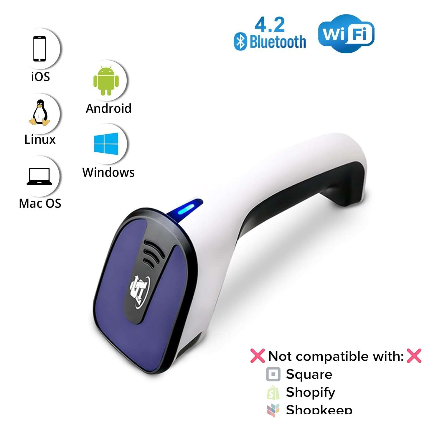 ScanAvenger Portable Wireless Bluetooth Barcode Scanner: 3-in-1 Hand Scanners - Cordless, Rechargeable 1D and 2D Scan Gun for Inventory Management - Wireless, Handheld, USB Bar Code/QR Code Reader 2